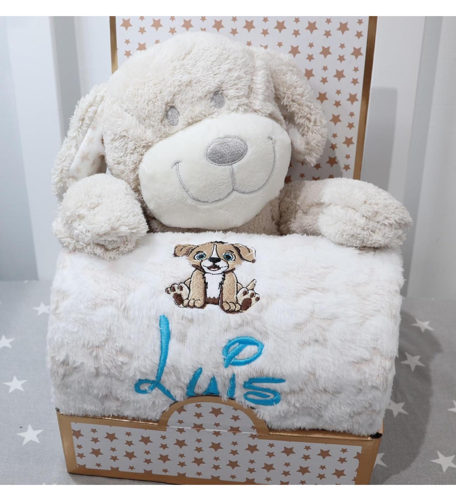 Botobaby Personalized Baby Gift Set - Custom Baby Blanket Plush Toy & Birth Details | Perfect for Baptism & Baby Shower (Beige Dog) - Buy Online on SooperMarket.com