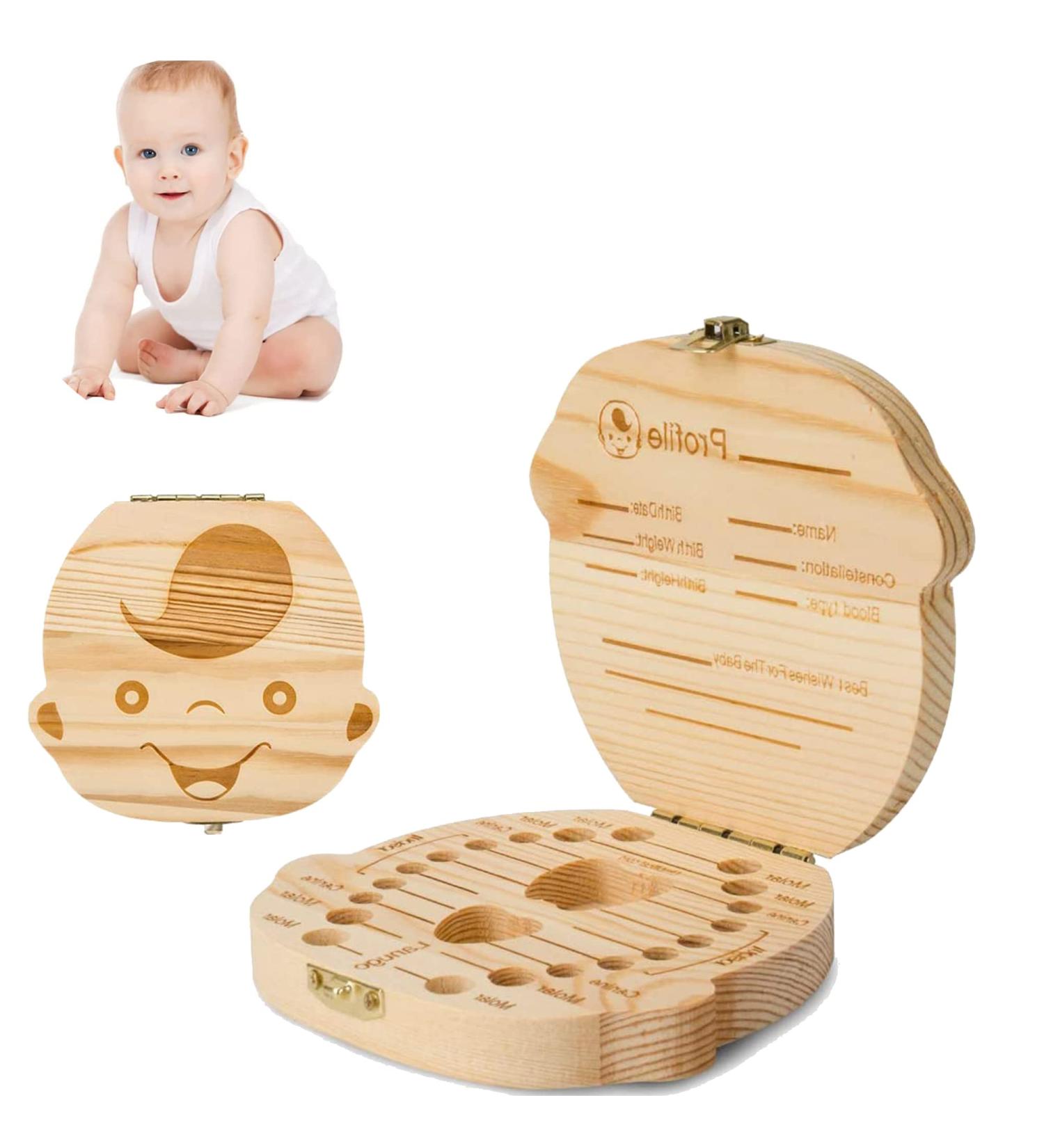 Haqatr Children's Wooden Tooth Box Children Teeth Box Baby Tooth Box Keepsake Save Organizer for Baby Kids Boy Tooth Storage Box Souvenir Baby Teeth Save Box - Buy Online on SooperMarket.com