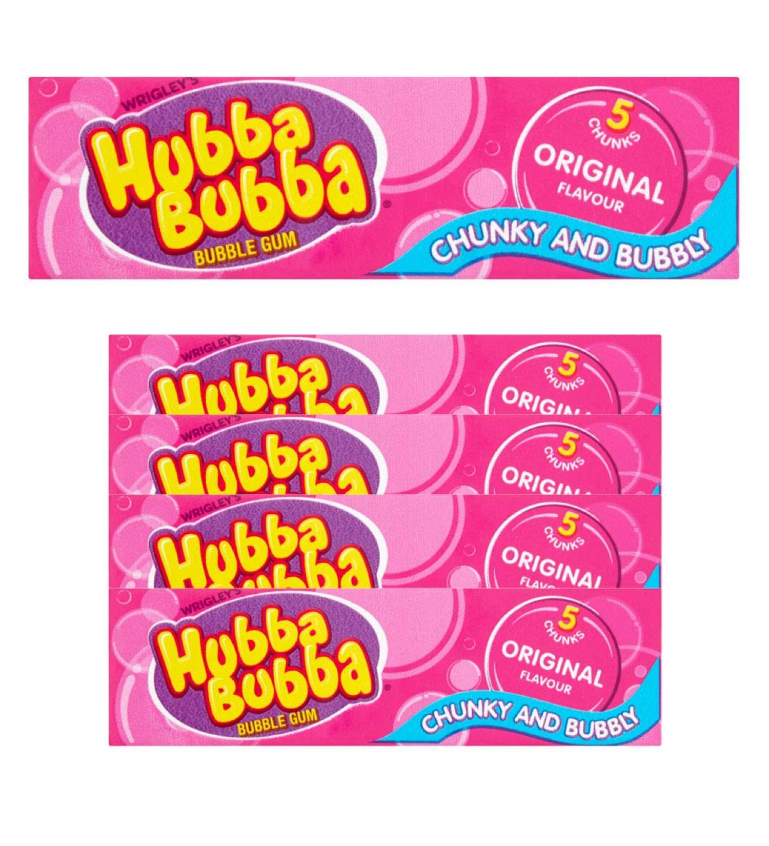 5 x 5 chunks Bubble Chewing Gum Original Flavour Fresh Breath