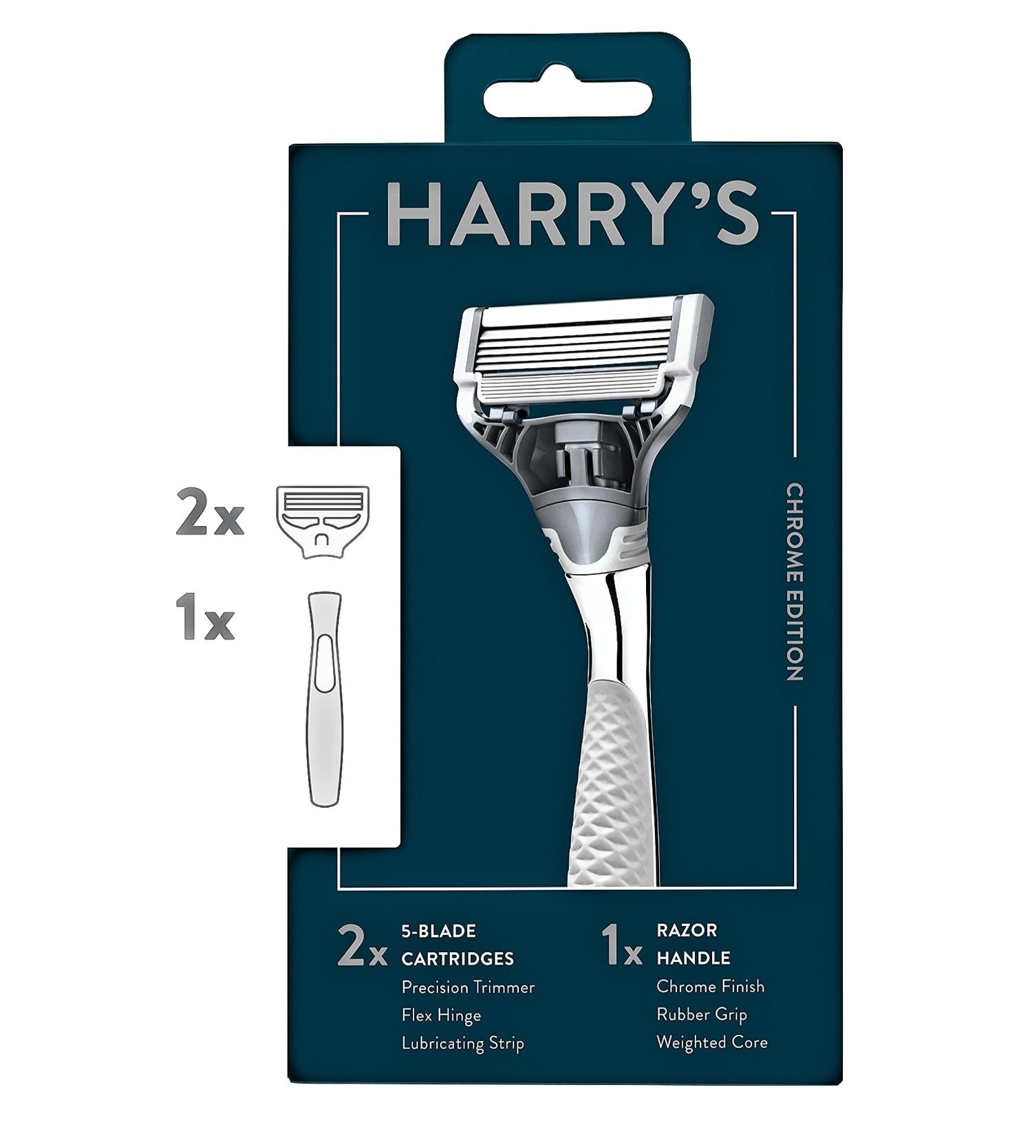 Harry's 5-Blade Men's Razor - Chrome Edition Handle with 2 Refills - Buy Online on SooperMarket.com