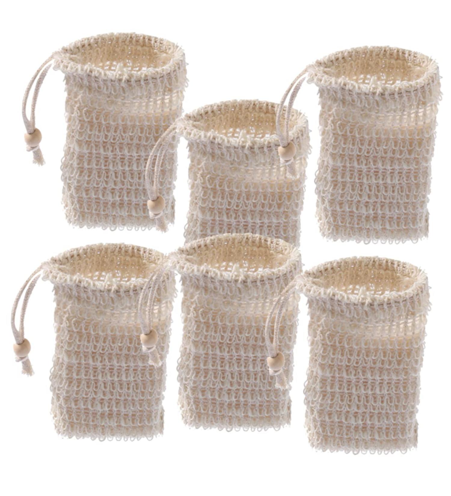 BELLIFFY 6pcs Soap Bag Bar Soap Exfoliating Soap Saver Soap Accessory Bubble Net Soap Net Cotton Linen Beige - Buy Online on SooperMarket.com