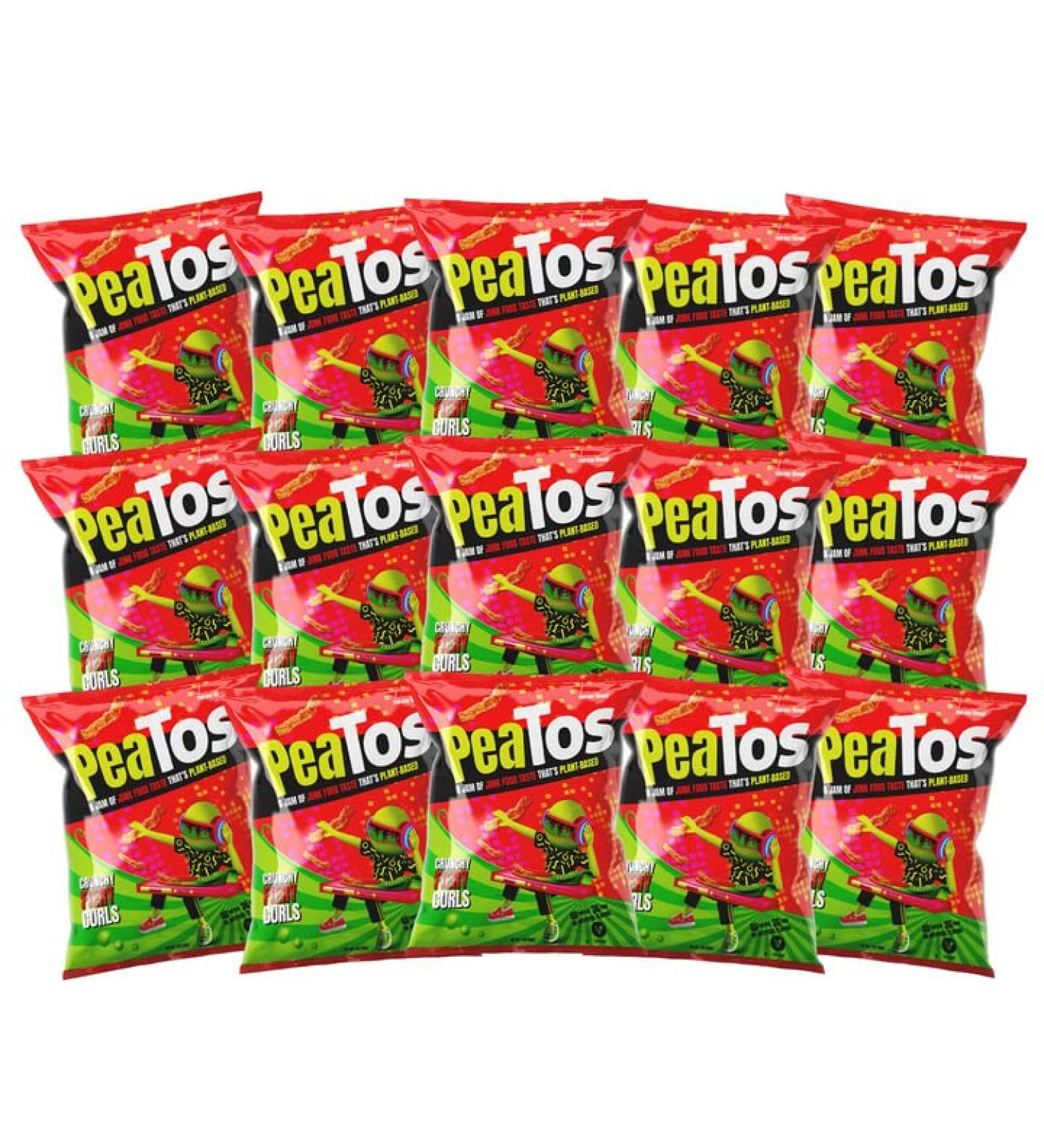 PeaTos Crunchy Fiery Curls Snack Pack - 15 Count, Plant-Based, Vegan, Gluten-Free, Non-GMO - Buy Online on SooperMarket.com