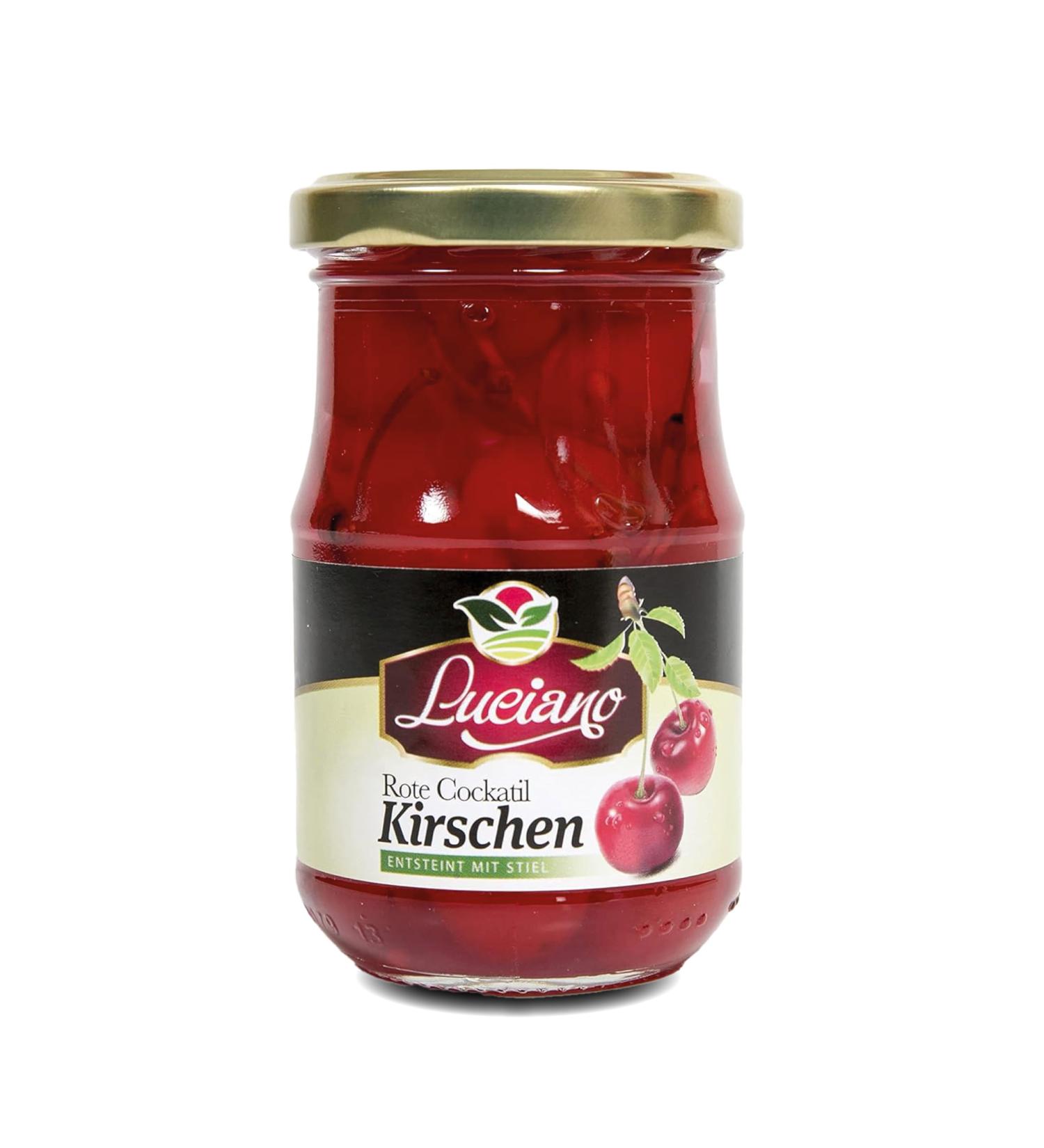 Luciano Cocktail Cherries 125g - Premium Maraschino Sour Cherries in Syrup | International Shipping Available - Buy Online on SooperMarket.com