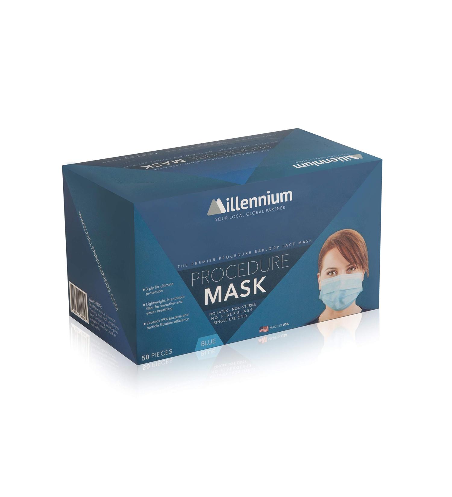 Buy Disposable 3-Layer Breathable Ear-Loop Face Masks - Made in USA Latex Free Adjustable Nose Stripe - Box of 50 | International Shipping Available - Buy Online on SooperMarket.com