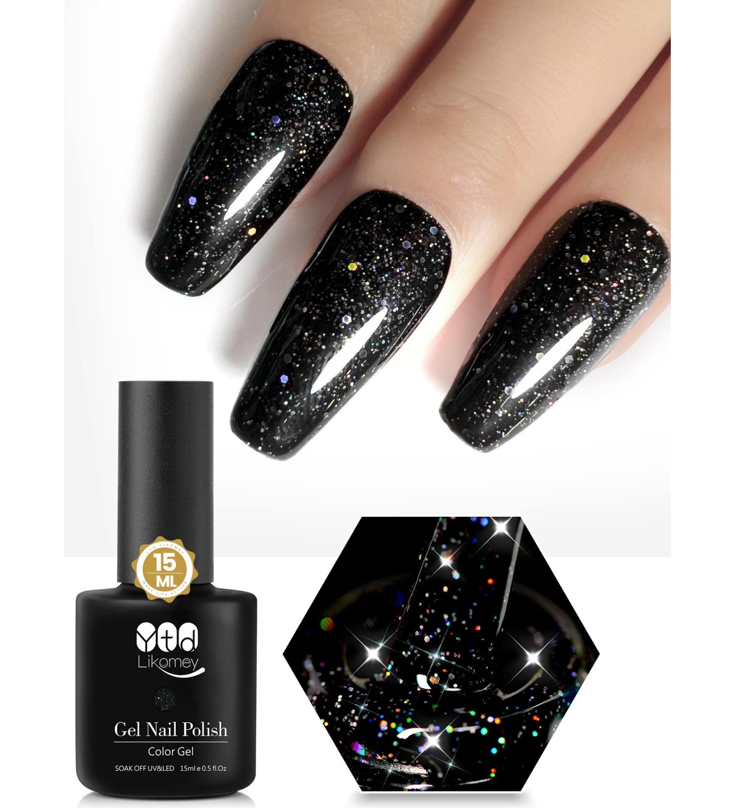 Likomey Gel Nail Polish 15ml - Colorful Black Glitter | Soak Off UV Gel for Salon & Home Manicures - Buy Online on SooperMarket.com