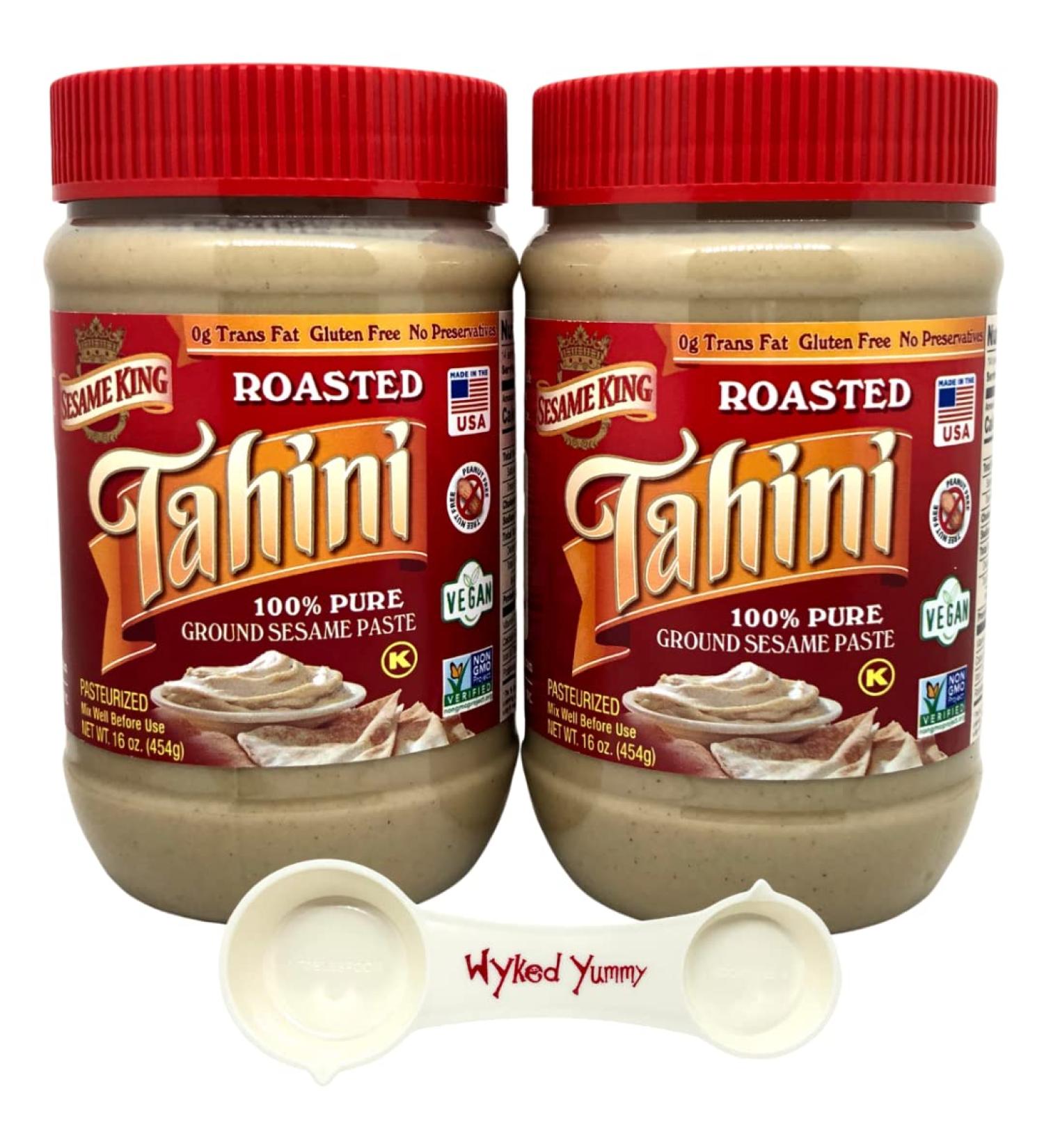 Sesame King Roasted Tahini 16oz Jars (2 Pack) + WYKED YUMMY 4-in-1 Measuring Spoon Bundle - Buy Online on SooperMarket.com