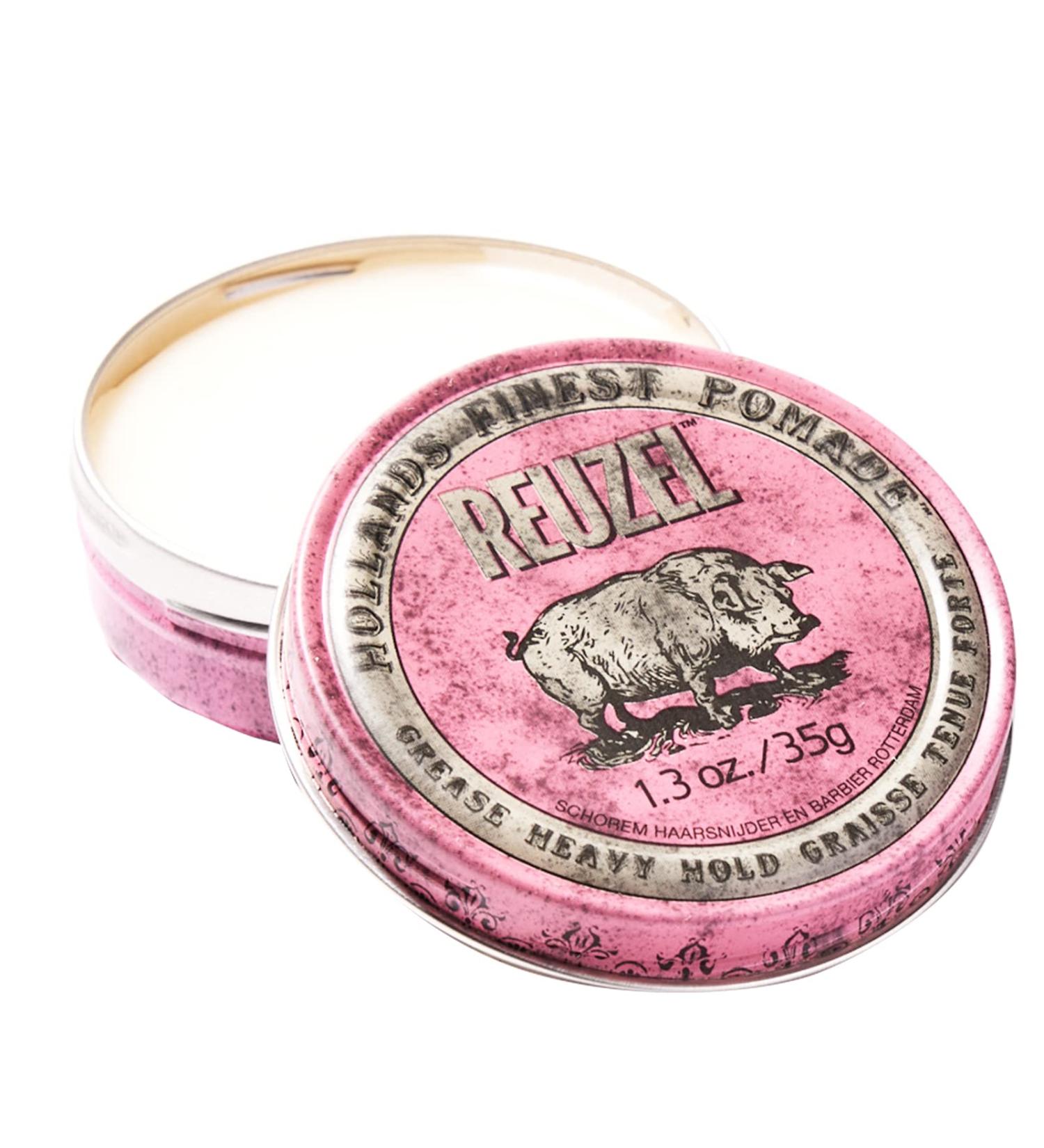 Reuzel Pink Grease Heavy Hold Pomade - Men's Hair Wax 35g - Strong Hold Versatile Styling - Buy Online on SooperMarket.com