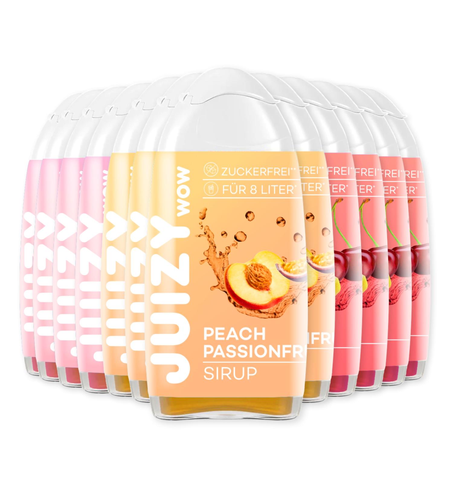 Juizy WoW Sugar-Free Syrup Bundle | 12 x 65ml Mixed Natural Beverages | Zero Calories | Vegan | Pink Grapefruit Cherry Lemon Peach PassionFruit | More Juice Less Calories - Buy Online on SooperMarket.com