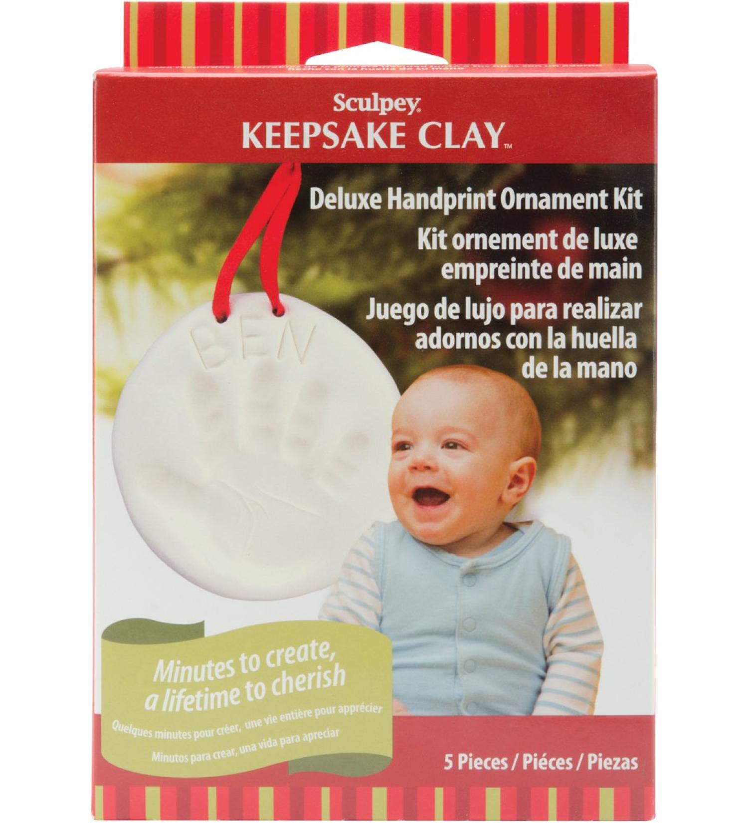 Sculpey Keepsake Oven Bake Clay Hand Print Memory, DIY kit. White, Non Toxic, Polymer clay, Oven Bake Clay. This kit comes with clay and tools to make a lasting memory!