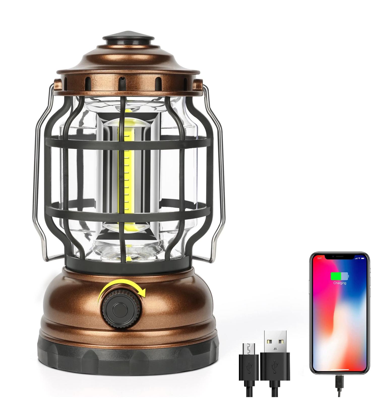 Rechargeable 1500LM Dimmable LED Camping Lantern - Waterproof Vintage Lantern for Outdoor Hiking & Emergencies - Buy Online on SooperMarket.com