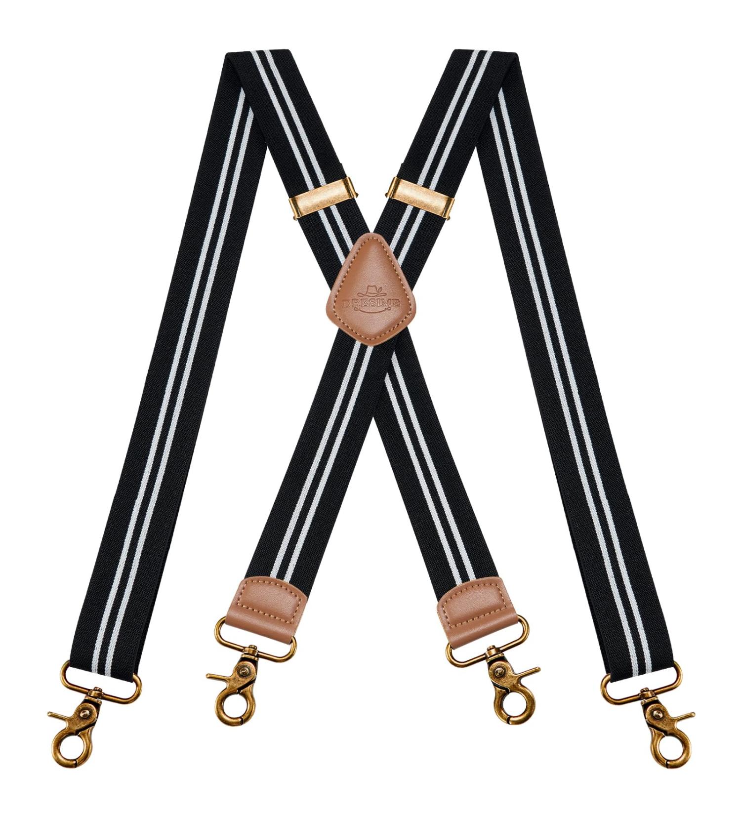 Dresime Caporal Carrier for Men - 4 Strong Hook Clips X Shape Elastic Adjustable Braces for Work & Motorcycle Pants Overalls & Jeans - Durable & Stylish Design - Buy Online on SooperMarket.com