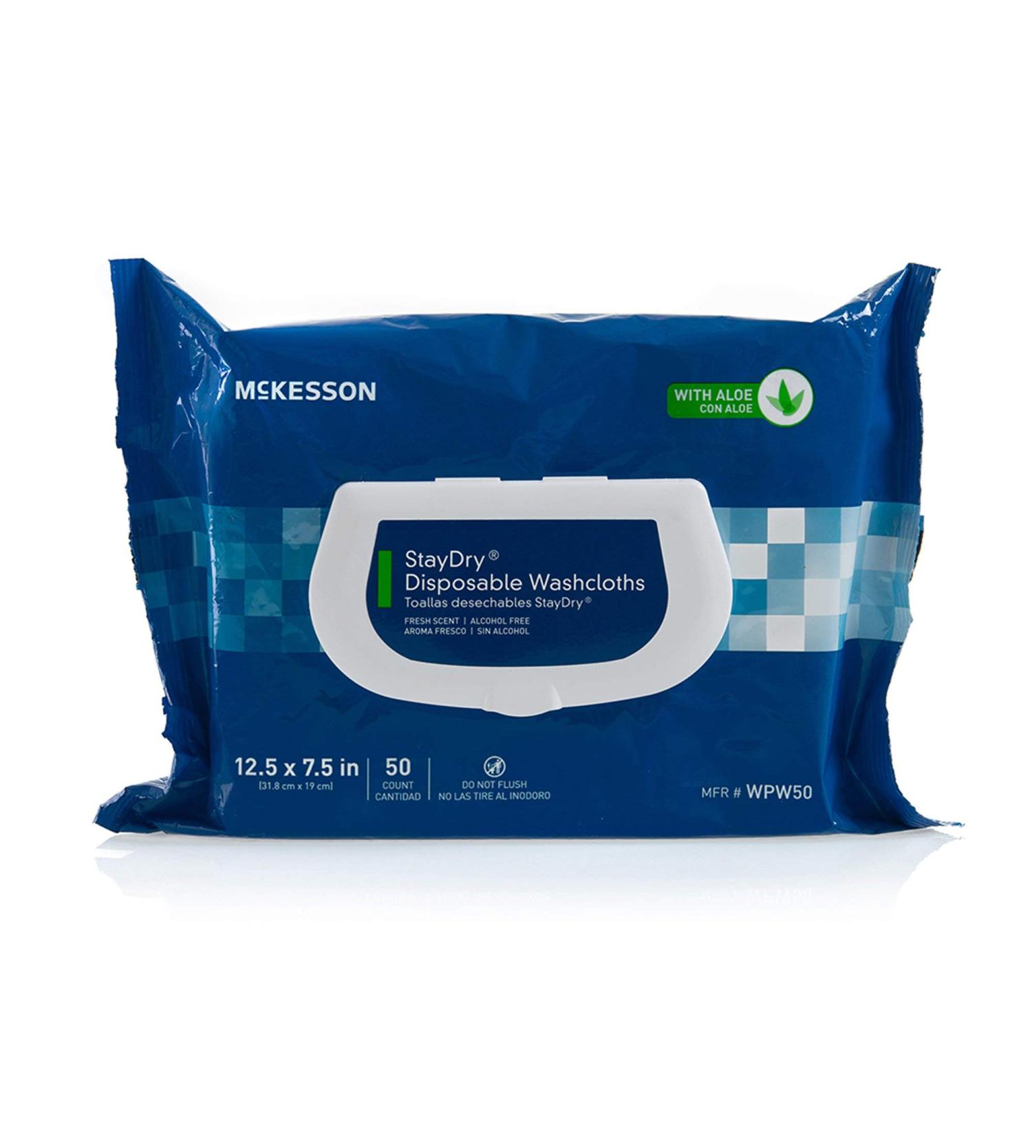 Mckesson StayDry Adult Disposable Wipes with Aloe - 600 Total Count, Alcohol-Free, Incontinence Care - Buy Online on SooperMarket.com