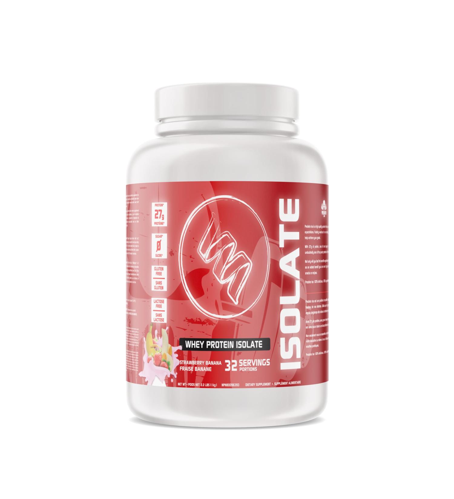 Predator Labs - Pred Iso 1kg - Lactoserum isolate protein 32 servings (Strawberry banana) - Buy Online on SooperMarket.com