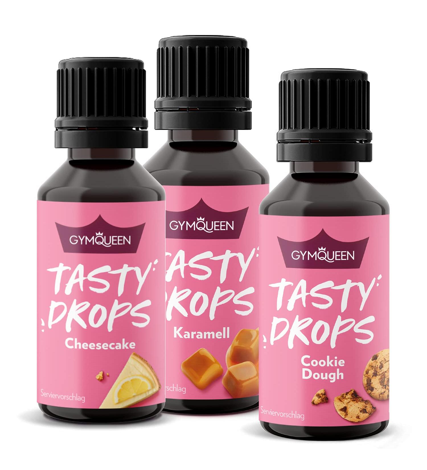 Buy GymQueen Tasty Drops - 3 Pack (30ml each) - Cookie Dough Cheesecake Caramel - Calorie-Free Flavor Enhancers - Top Seller - Buy Online on SooperMarket.com