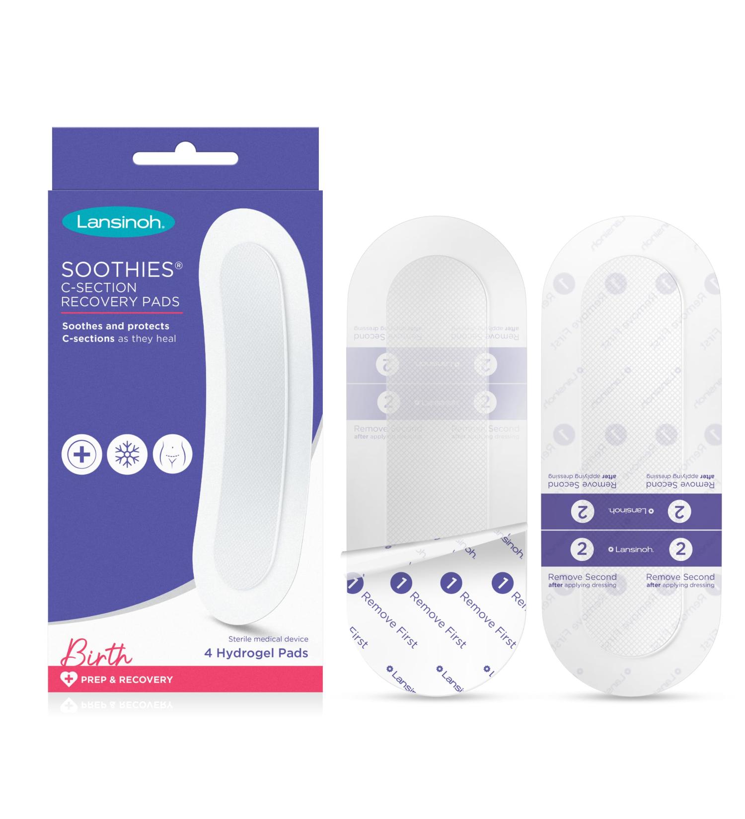 Lansinoh C-Section Recovery Pads - Postpartum Essentials for Scar Relief | 4 Sterilized Cooling Pads - Must-Have for C-Section Recovery & Baby Registry - Buy Online on SooperMarket.com