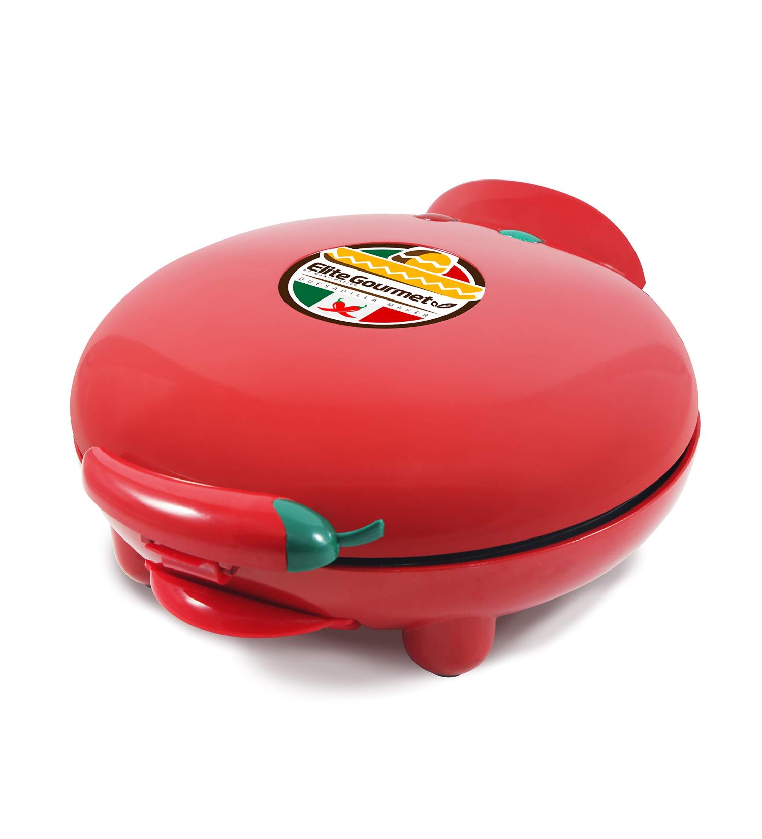 Elite Gourmet EQD413 Non-Stick Electric Quesadilla Maker 6-Wedge Easy-Slice Grilled Cheese 8 Inch Red - Buy Online on SooperMarket.com