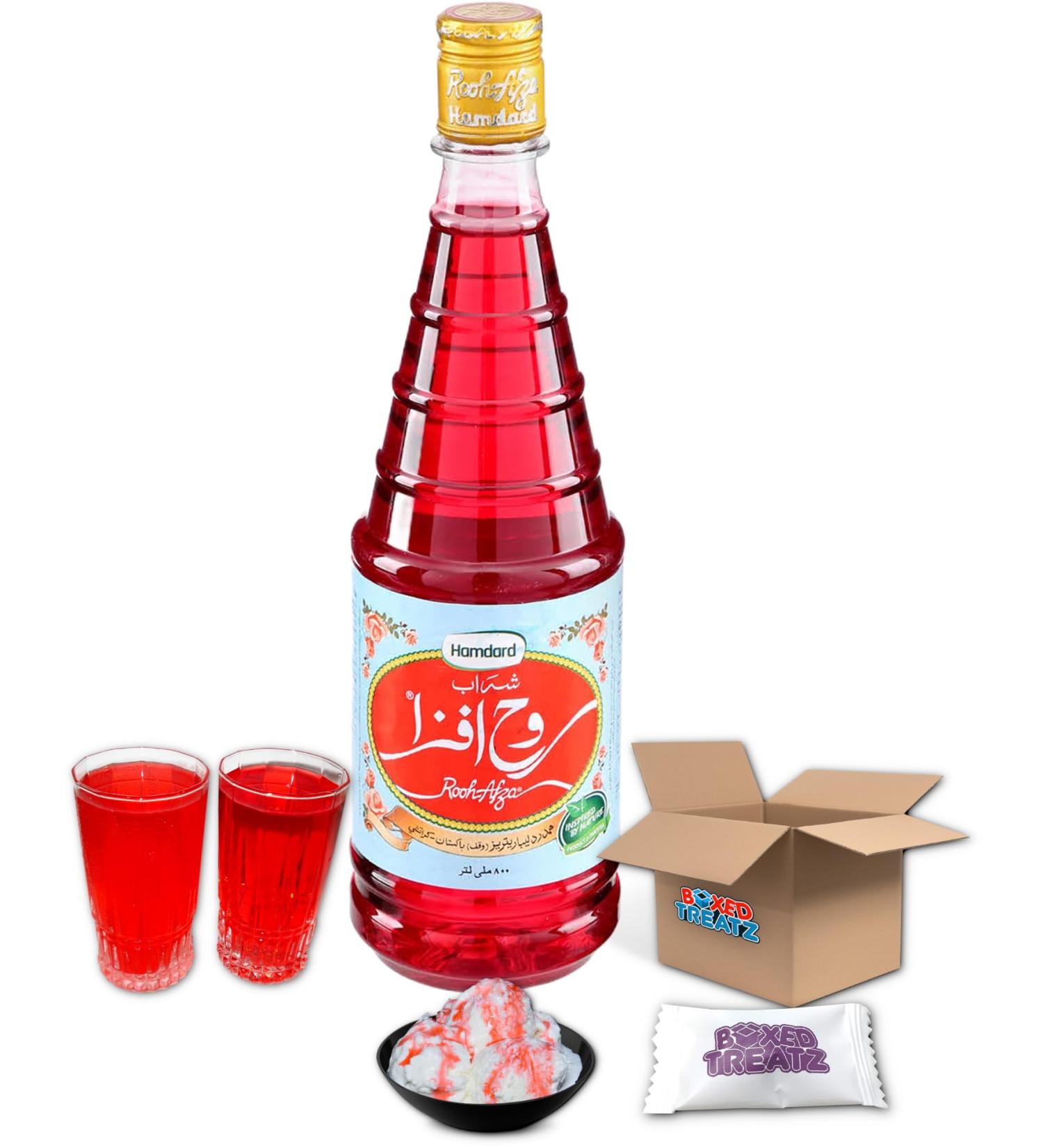 Rooh Afza Drink Rose Syrup | For Drinks Or Desert Recipes | 1 X 800ML Bottle Boxed Treatz - Buy Online on SooperMarket.com