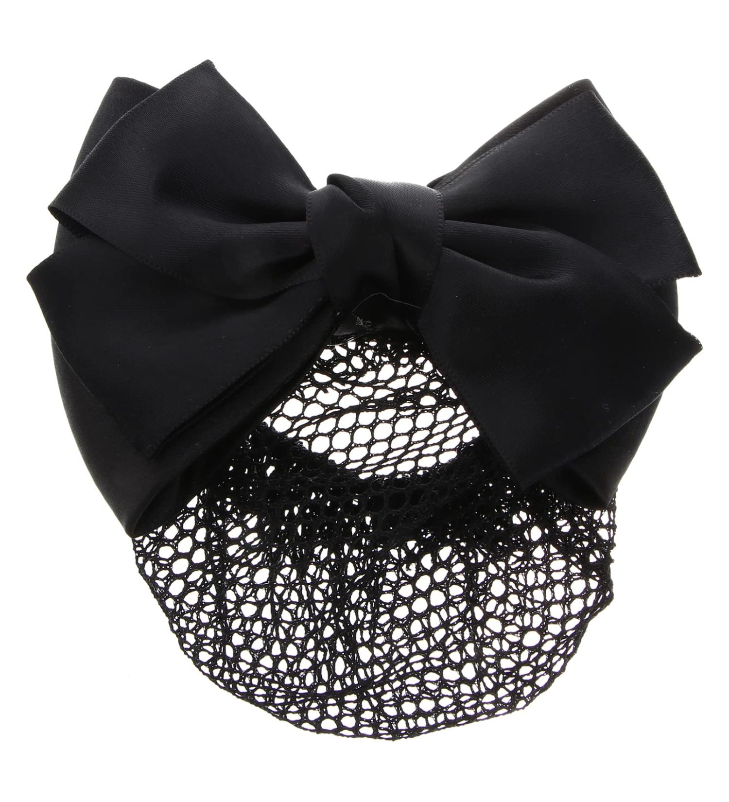 KALLORY French Barrette Hair Bun Net Mesh Cover Bowknot Hair Clip for Women (Black) - 11.5*7cm - Buy Online on SooperMarket.com