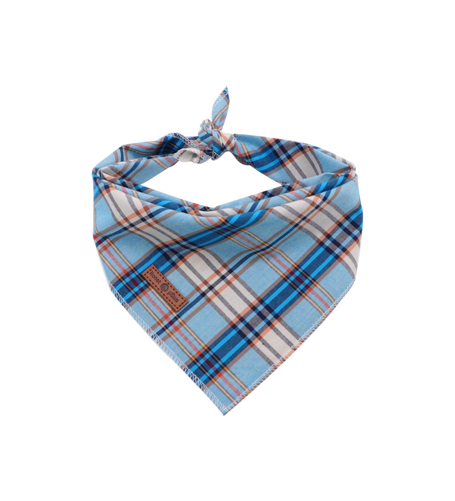 Lionet Paws Blue Grid Dog Bandana for Small Medium Large Dogs - Triangle Scarf for Boy or Girl - Pack of 1 - Buy Online on SooperMarket.com