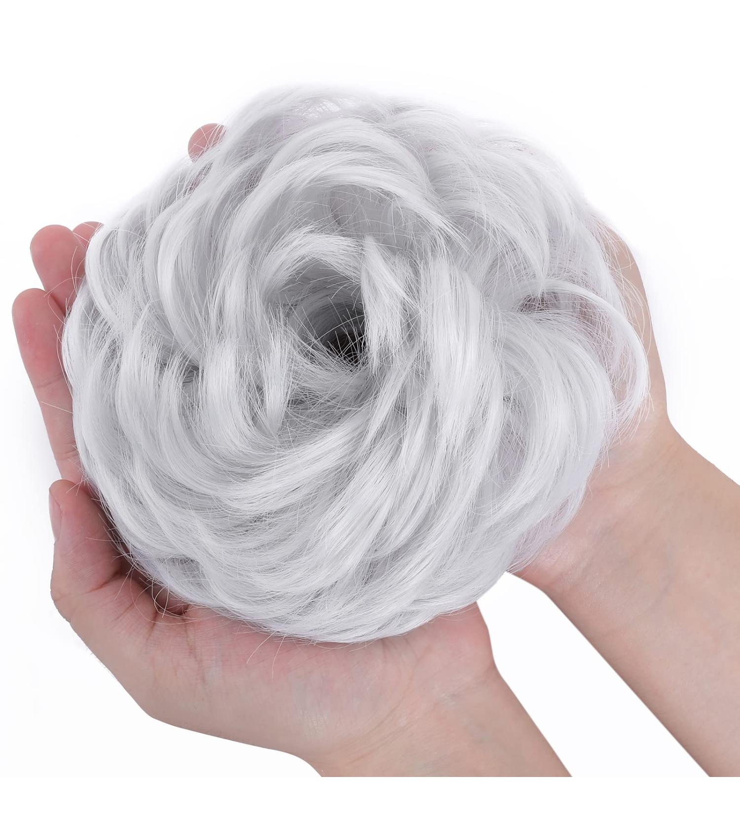 Silver Grey Messy Hair Bun Ponytail Extension Scrunchie for Women - 45g - Buy Online on SooperMarket.com