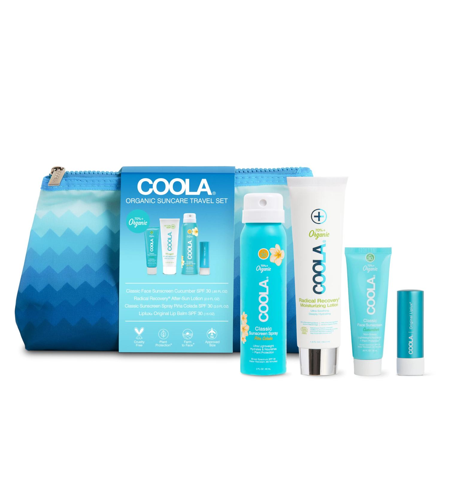 Coola Organic Sunscreen & Lip Balm SPF 30 Kit | Dermatologist Tested, TSA Approved | Vegan & Gluten Free | 4 Items - Buy Online on SooperMarket.com
