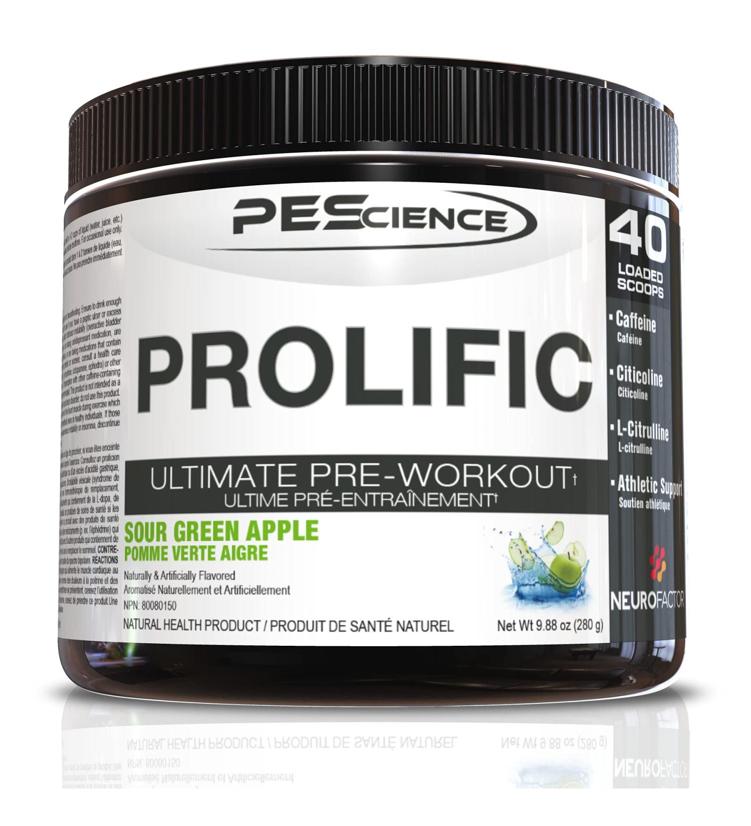 PEScience Prolific Pre Workout Powder Sour Green Apple 40 Scoop - Buy Online on SooperMarket.com