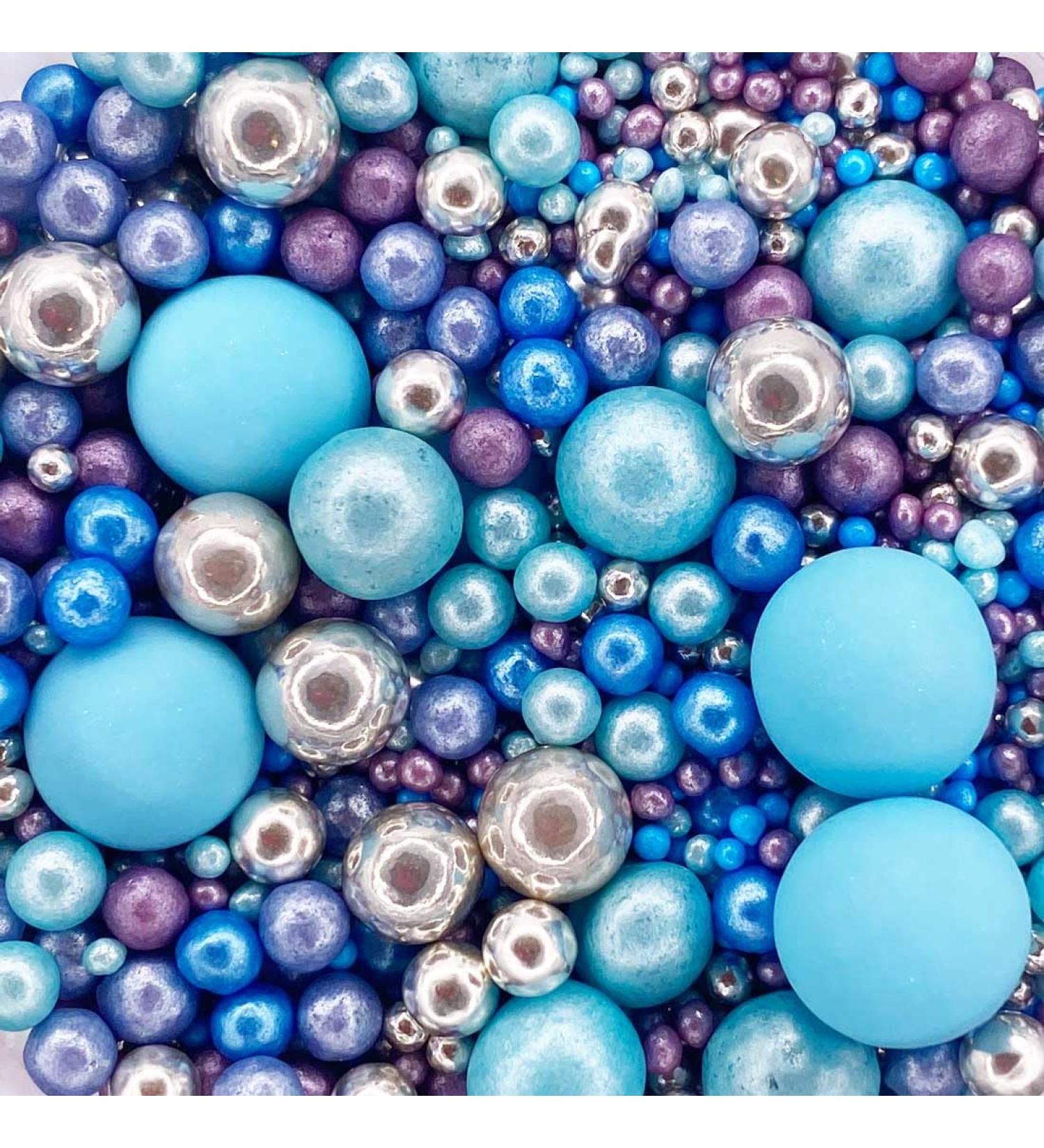 Twist Ingredients - Pearls Mix - Twinkle Mermaid Cake Topper Sprinkles - 1kg Edible Pearl Ball Cupcake Decorations - Metallic Shimmer Purple Blue & Silver Mix - Buy Online on SooperMarket.com