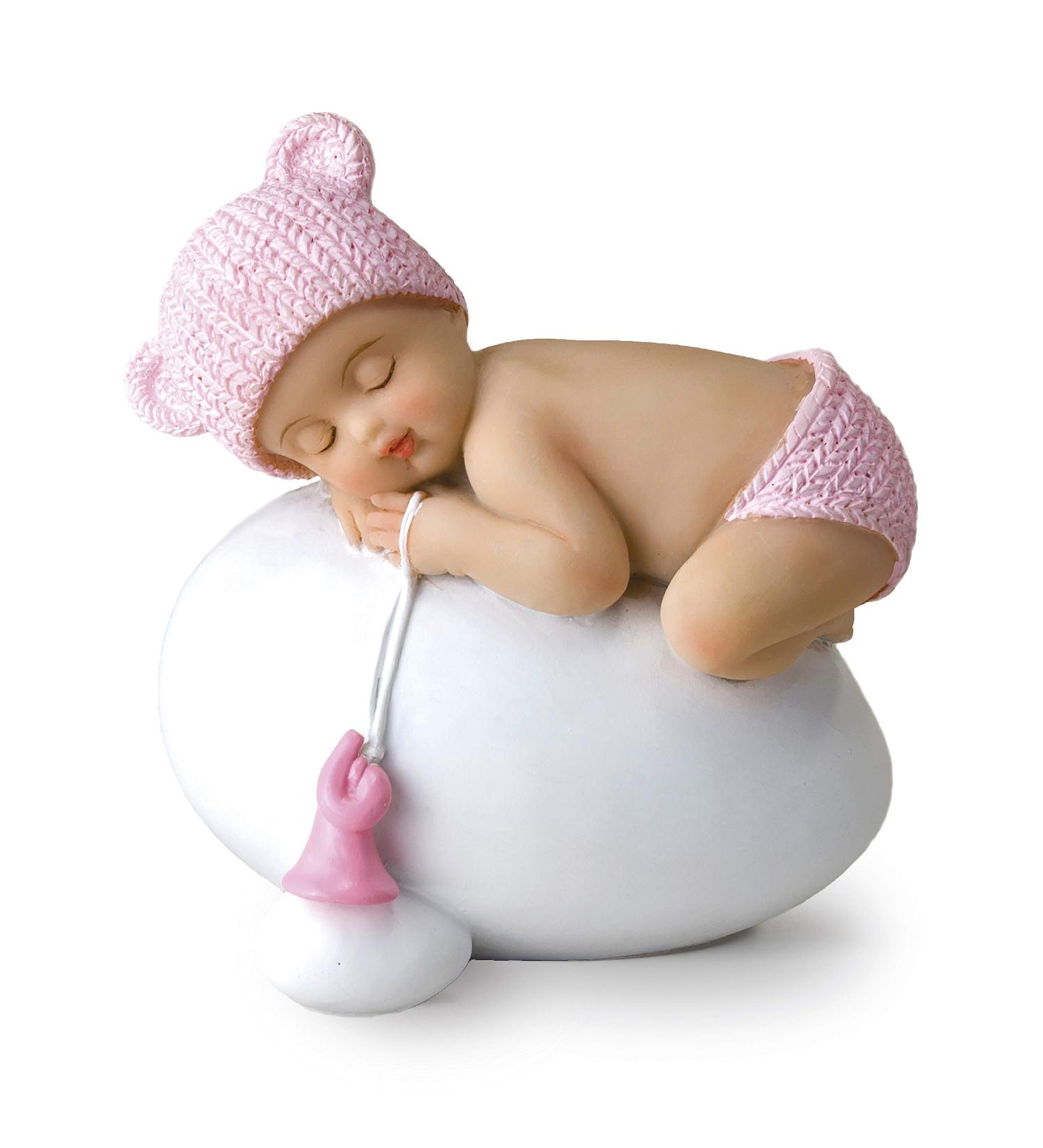 Mopec Y944.2 Cake Figure Baby Girl for Baptism - Pink 7.5x8cm | Perfect Christening Decor - Buy Online on SooperMarket.com