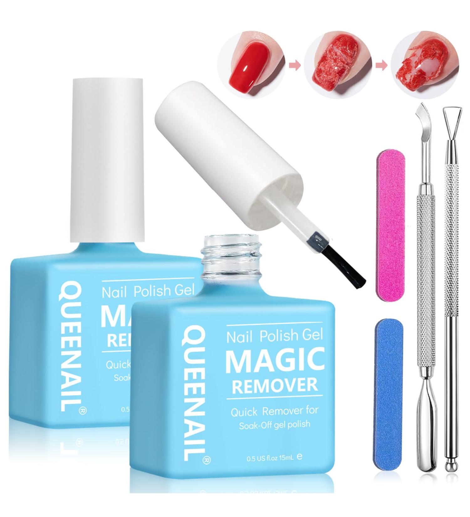 2 * 15ml Gel Nail Polish Remover Gel Remover for Nails Peel Off In 3-5 Minutes Quickly & Easily Removes Gel Nail Polish Gel Polish Remover with Cuticle Pusher Nail Files Blue - Buy Online on SooperMarket.com