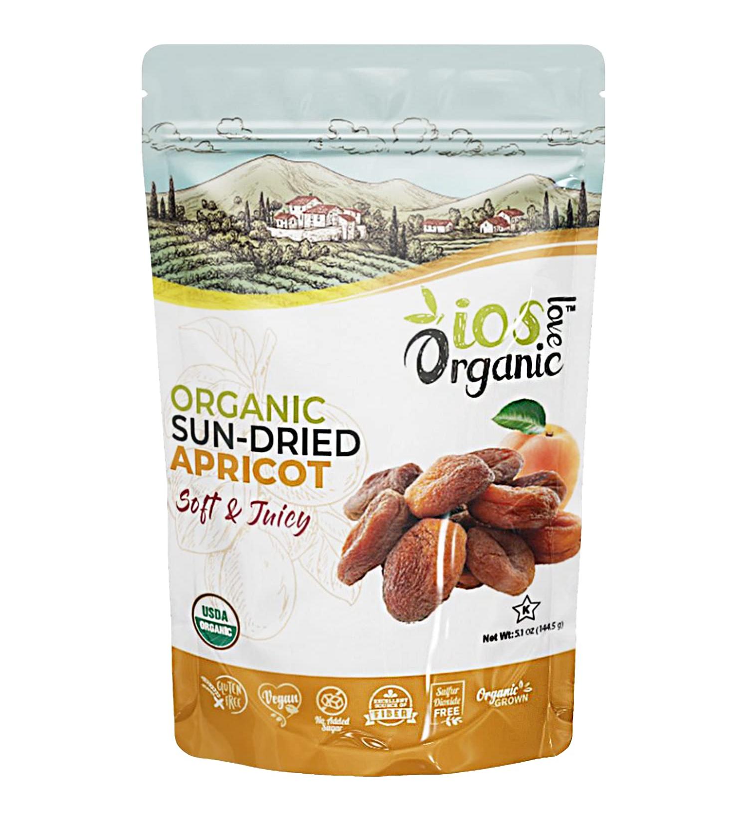 ORGANIC Sun-Dried Apricot - IOS Love Organic- | Purely Apricot - USDA Certified Organic Apricot  NO Added Sugars  Sulfurs or Preservatives | NON-GMO  VEGAN  & KOSHER - Buy Online on SooperMarket.com