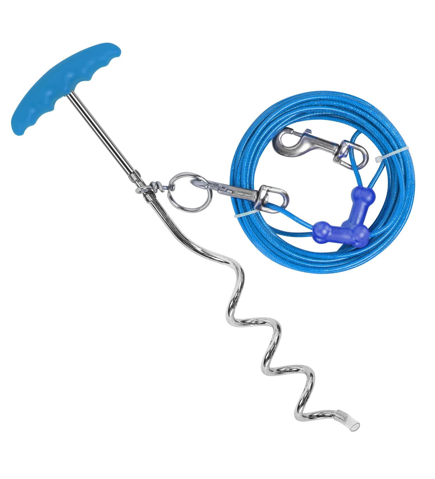 Petphabet Intestepflock Insertspirale - 3m Dog Leash with Floor & Earth Anchor | Teal Tie Out for Outdoor Use - Buy Online on SooperMarket.com