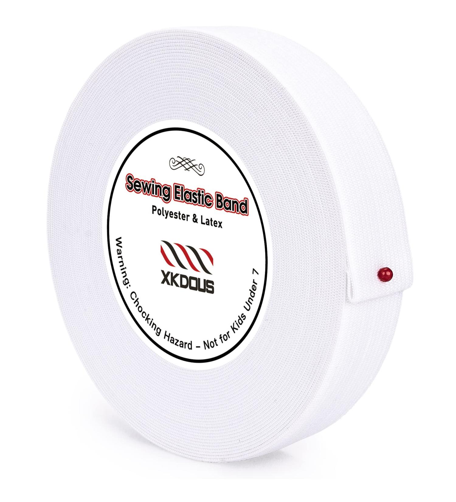 XKDOUS 1 Inch White Knit Elastic Band - 14 Yards | High Elasticity for Sewing Waistband & Pants - Buy Online on SooperMarket.com