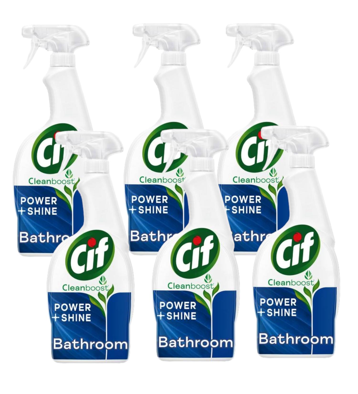 (6 x 700ml) Cif Power and Shine Bathroom Spray | Removes 100% of Limescale and Soap Scum | Water and Dirt Repellent Technology | Value Pack - Buy Online on SooperMarket.com