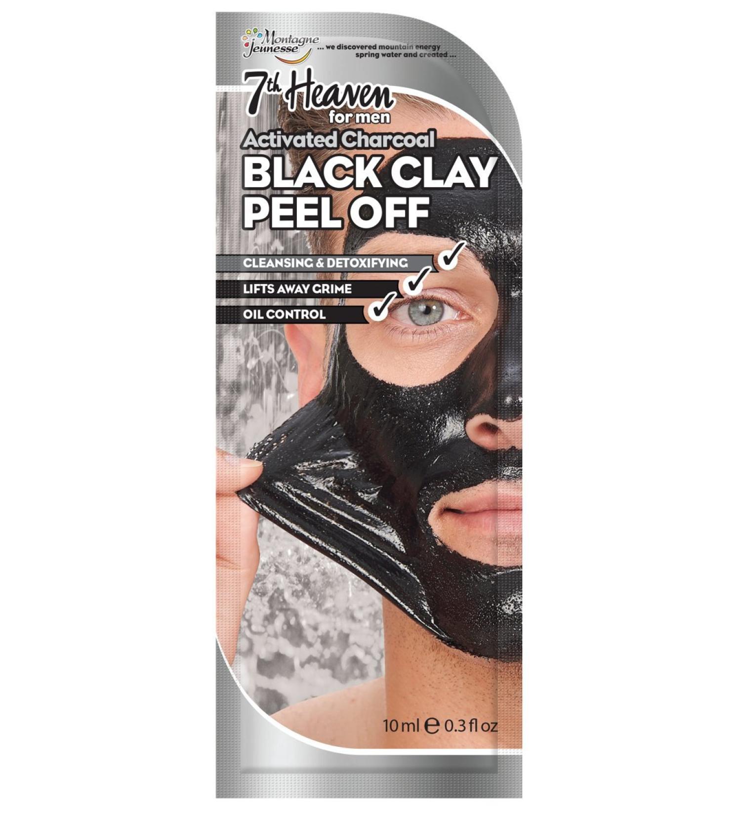 7th Heaven for Men - Black Clay Easy Peel-Off Face Mask with Activated Charcoal and Witch Hazel to Cleanse Detoxify and Lift Away Grime for Purified Skin - Buy Online on SooperMarket.com