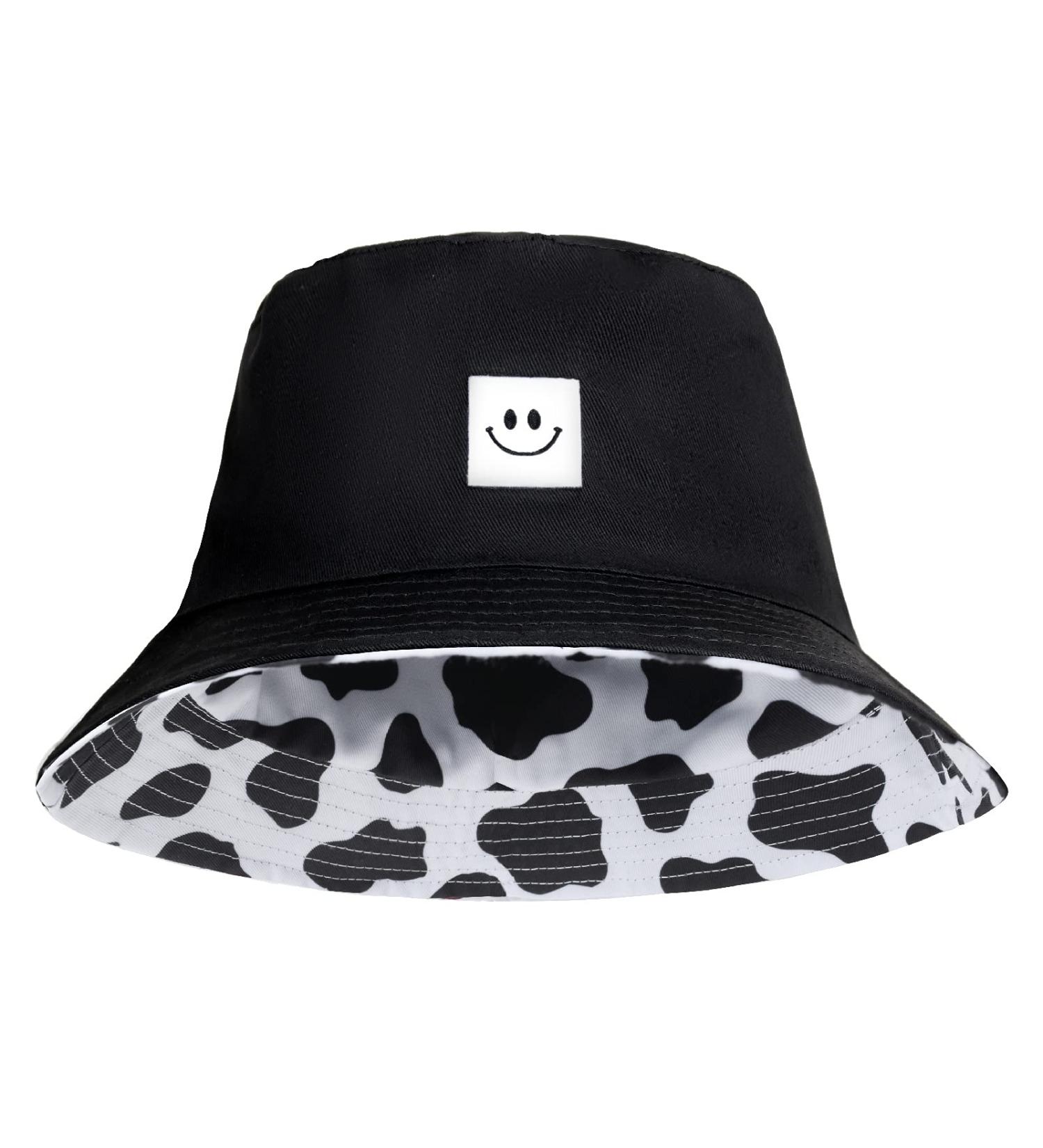 Reversible Smiley Face Bucket Hat for Women - Beach Vacation Sun Cap - Buy Online on SooperMarket.com