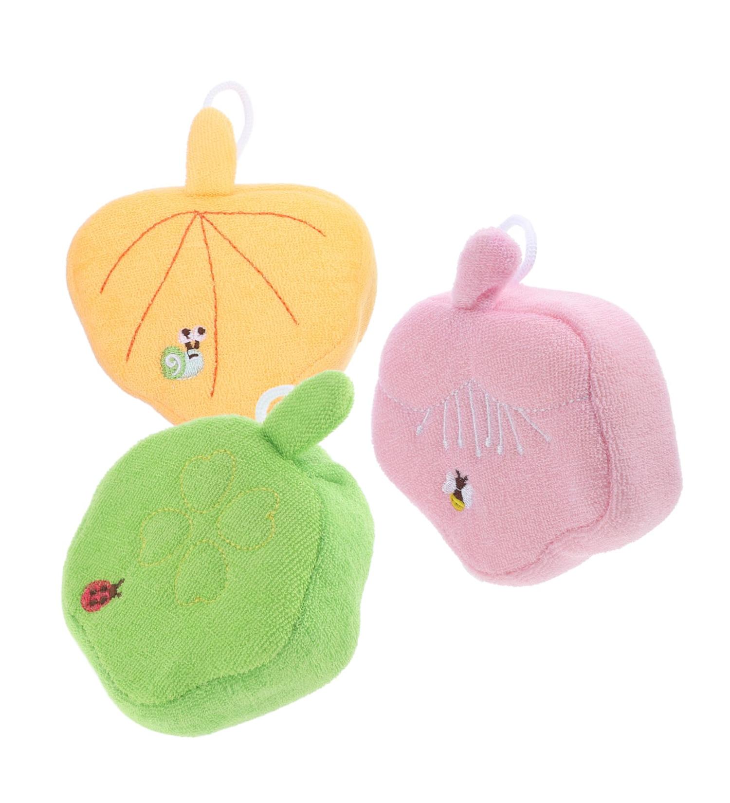 3pcs Kids Bath Ball Loofah Set - Cartoon Body Scrub Pouf & Exfoliating Mittens for Fun Bathing - Buy Online on SooperMarket.com