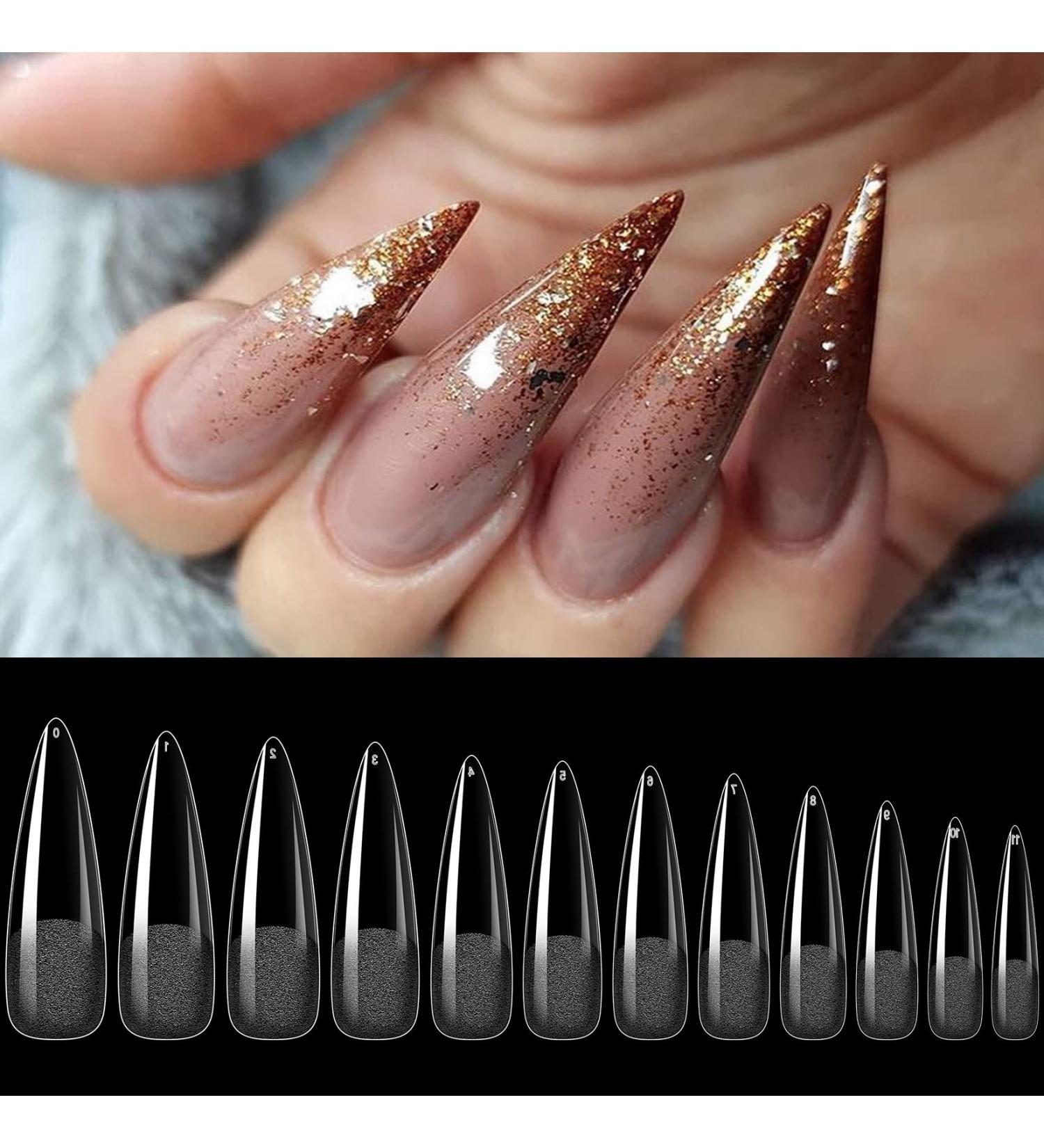 240PCS Clear Stiletto Nail Tips - Soft Gel False Nails for Salon-Quality Manicures at Home - Press On Nails in 12 Sizes - Square Nail Tips for DIY Extension - AOREAM - Buy Online on SooperMarket.com