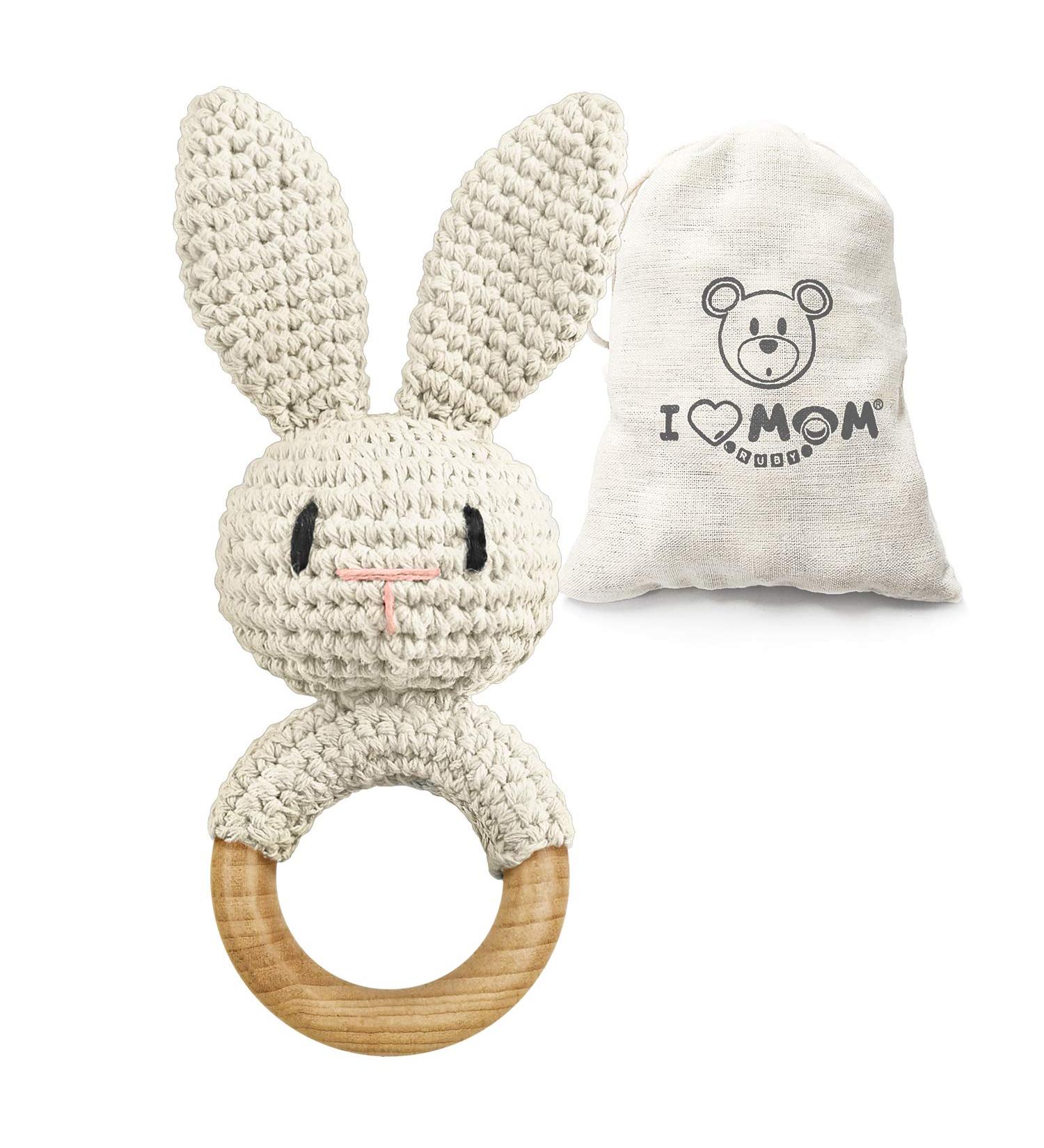 Artestar Greifling Baby Rassel & Bei ring - Eco-Friendly Wooden Baby Toy Gift (Beige Hase) for Newborns - International Shipping - Buy Online on SooperMarket.com
