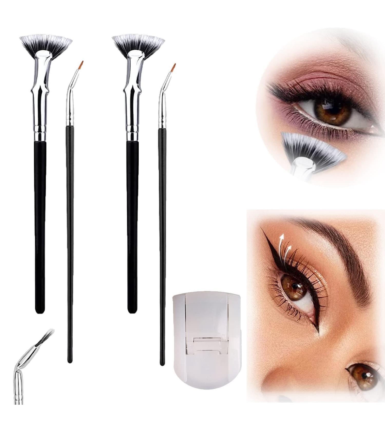 Dolly Mascara Fan Brush Set with Angled Eyelash Comb Separator - Portable Folding Cosmetic Brushes (2 Sets) - Buy Online on SooperMarket.com