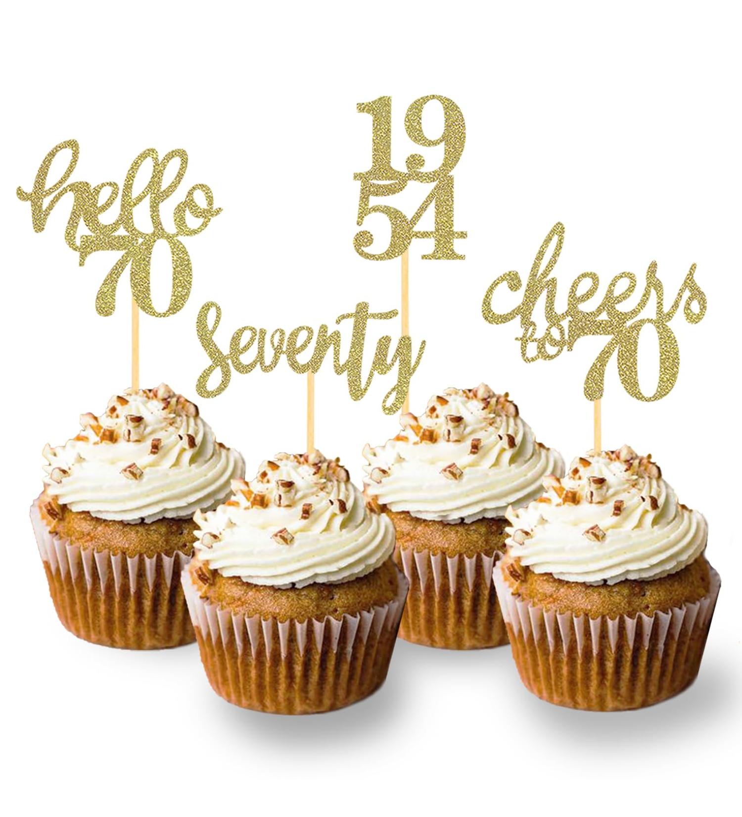 24 Pcs Glitter 70th Birthday Cupcake Toppers Since 1954 Cupcake Picks for Man Woman 70th birthday decoration 70th Party Cake Decoratios (Gold) - Buy Online on SooperMarket.com