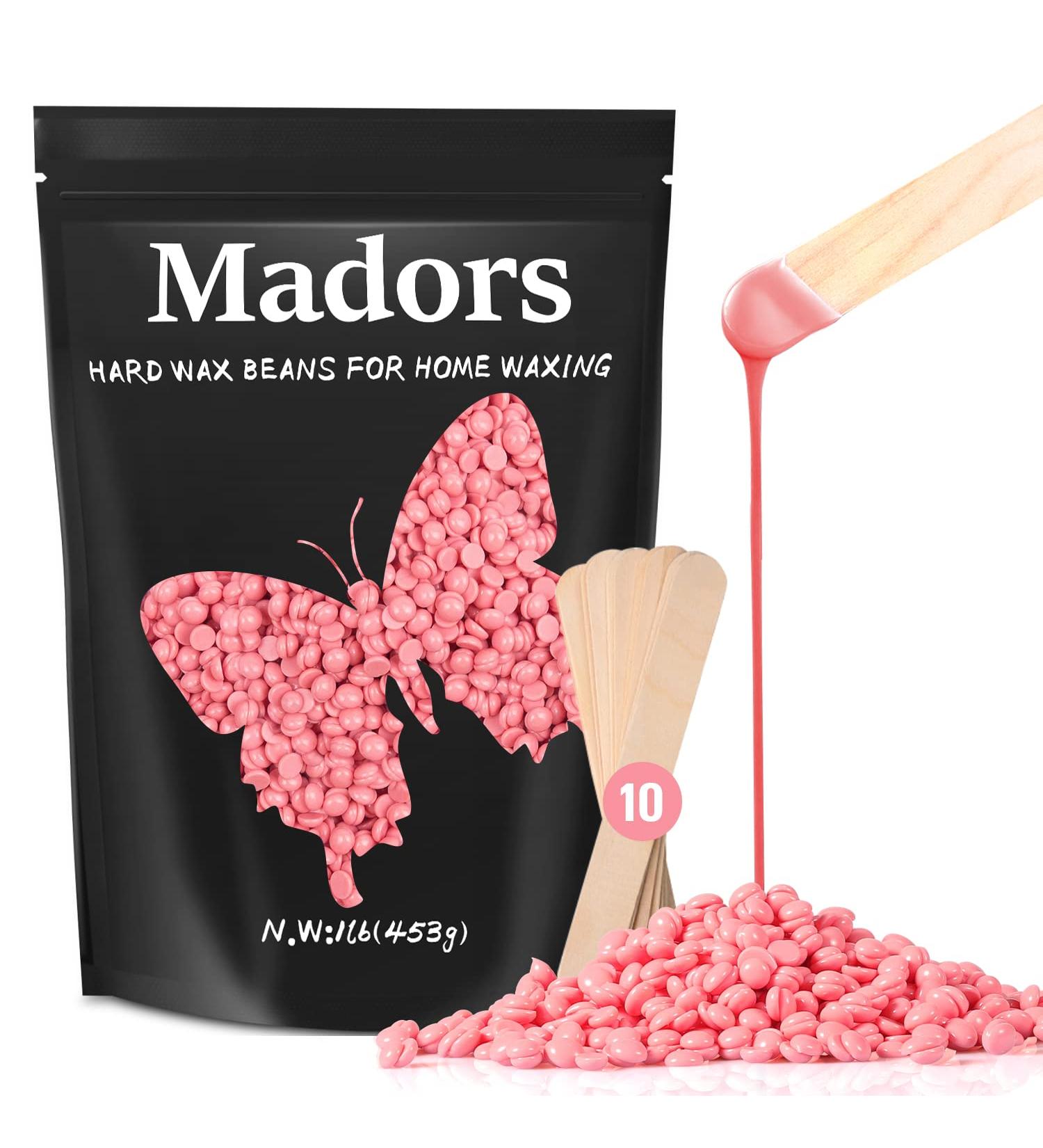 Madors 1lb Hard Wax Beads Kit with Applicator Sticks - Hair Removal Wax Beans for Full Body - Pink Wax Melt Warmer - Buy Online on SooperMarket.com