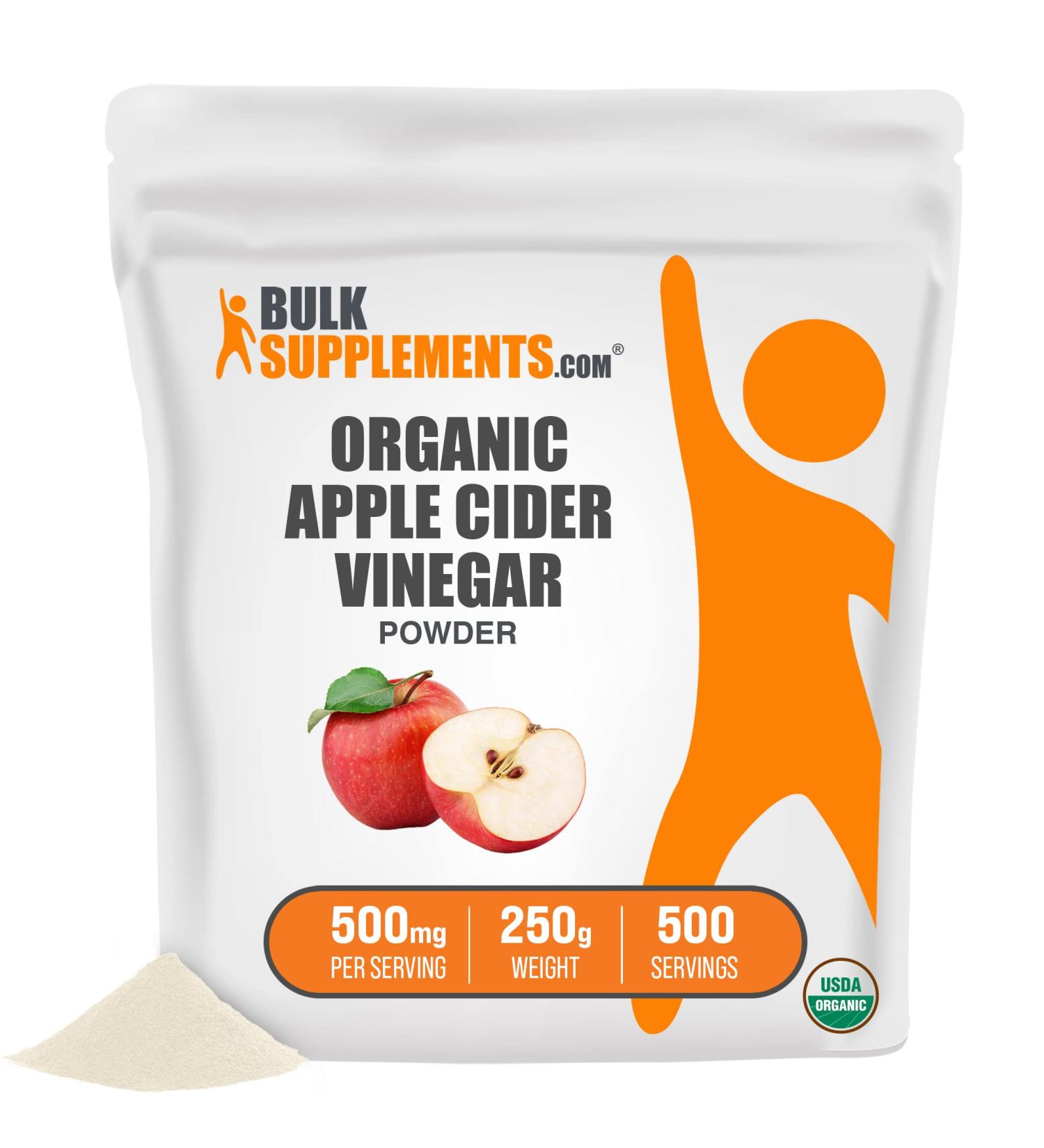 Organic Apple Cider Vinegar Powder - 500mg per Serving - Digestive Support - Soy Free - 250g - 500 Servings - 8.8oz - Buy Online on SooperMarket.com