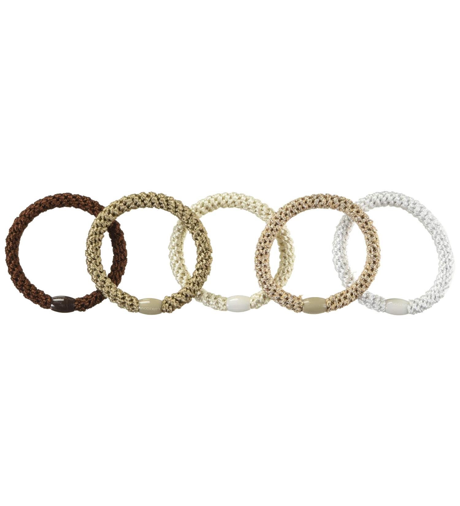 L. Erickson Grab & Go Ponytail Holders  Light Gold Metallic  Set of Fifteen - Exceptionally Secure with Gentle Hold
