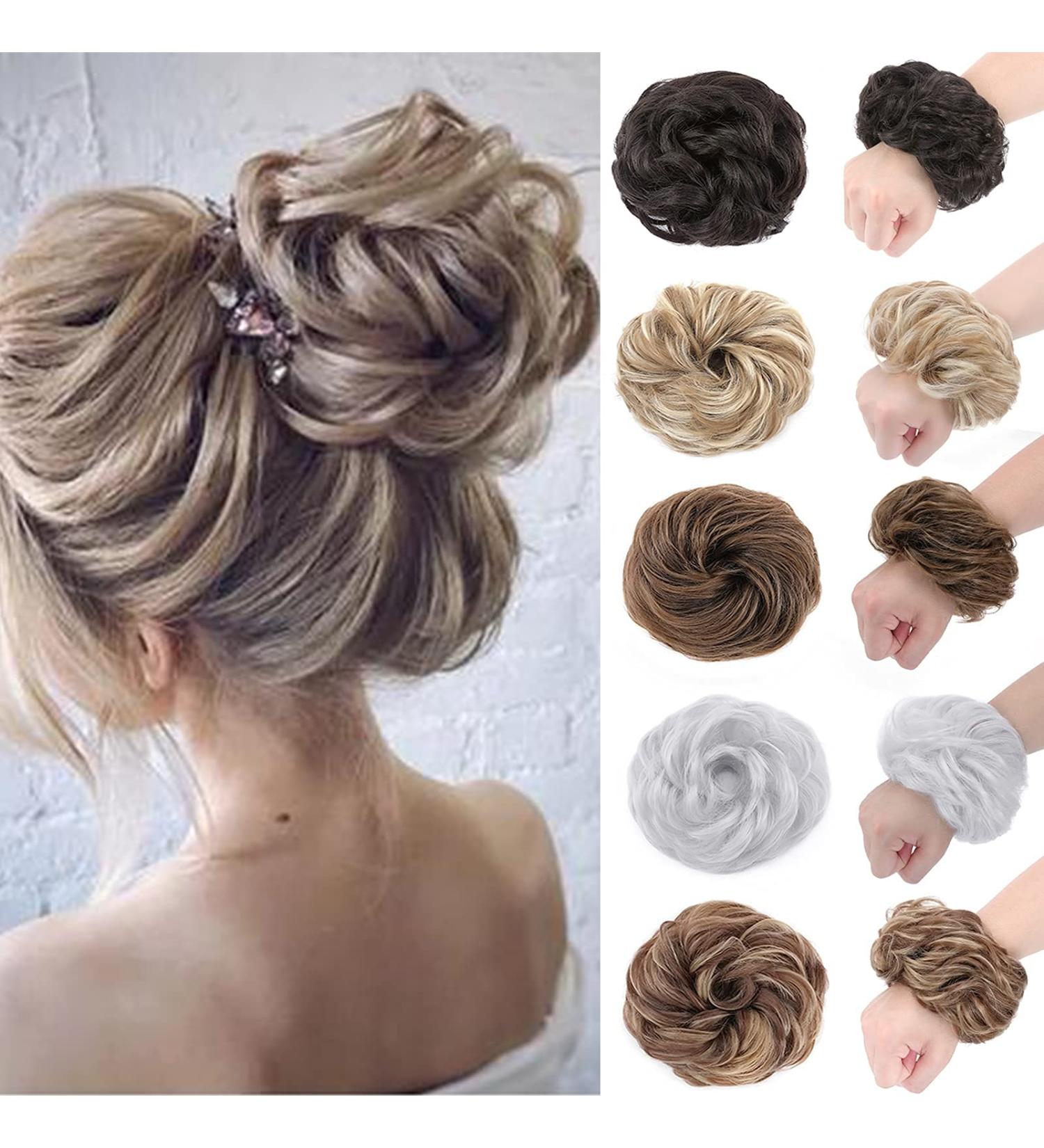 Synthetic Hair Bun Extension 45g - Ash Blonde Messy Hair Scrunchie for Women - Buy Online on SooperMarket.com