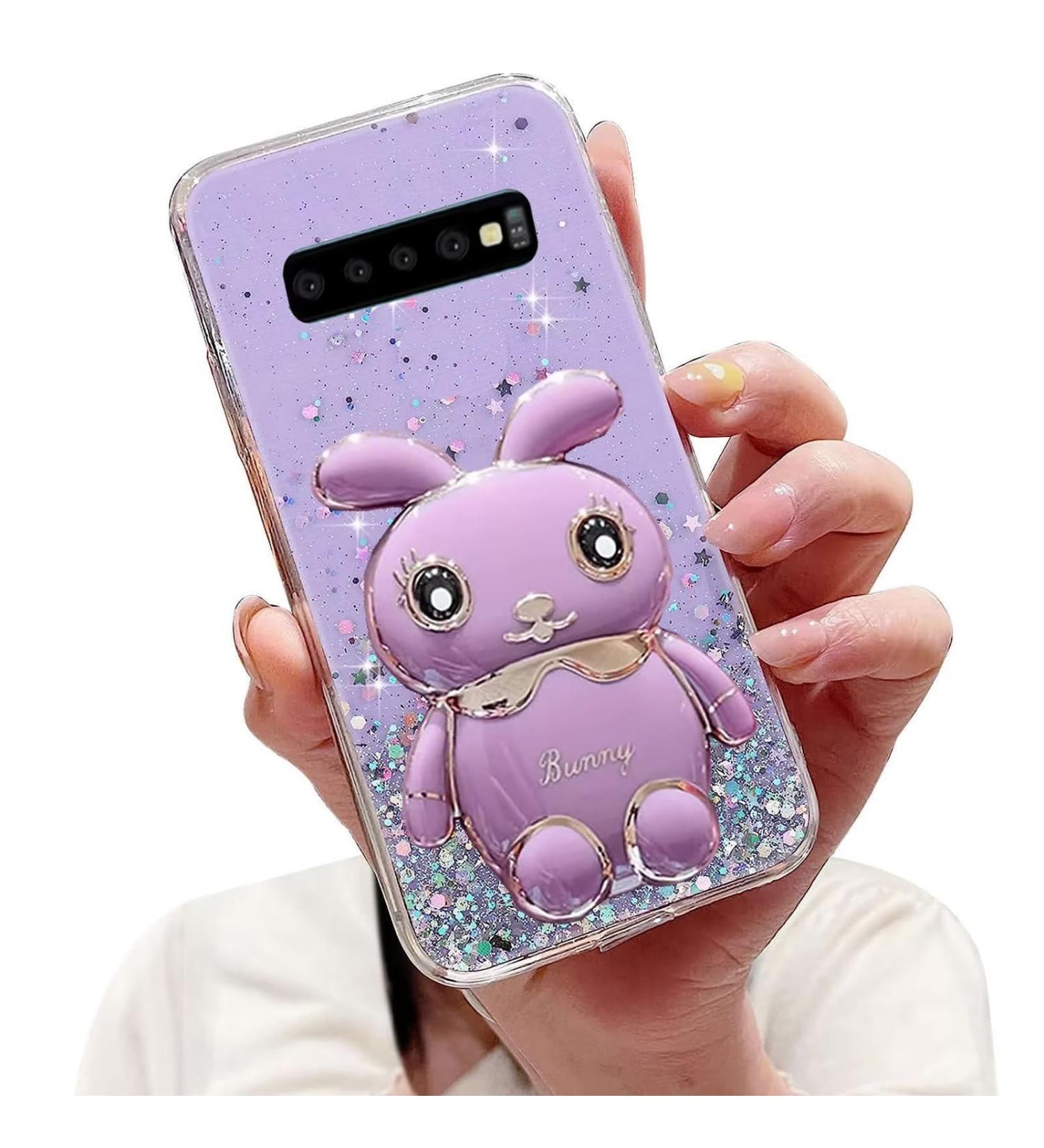 Buy Tivenfezk Nadoli Glitter Rabbit Phone Case for Samsung Galaxy S10 Plus Soft Silicone Shell with Hidden Stand Protective Transparent Cover in Purple - Buy Online on SooperMarket.com