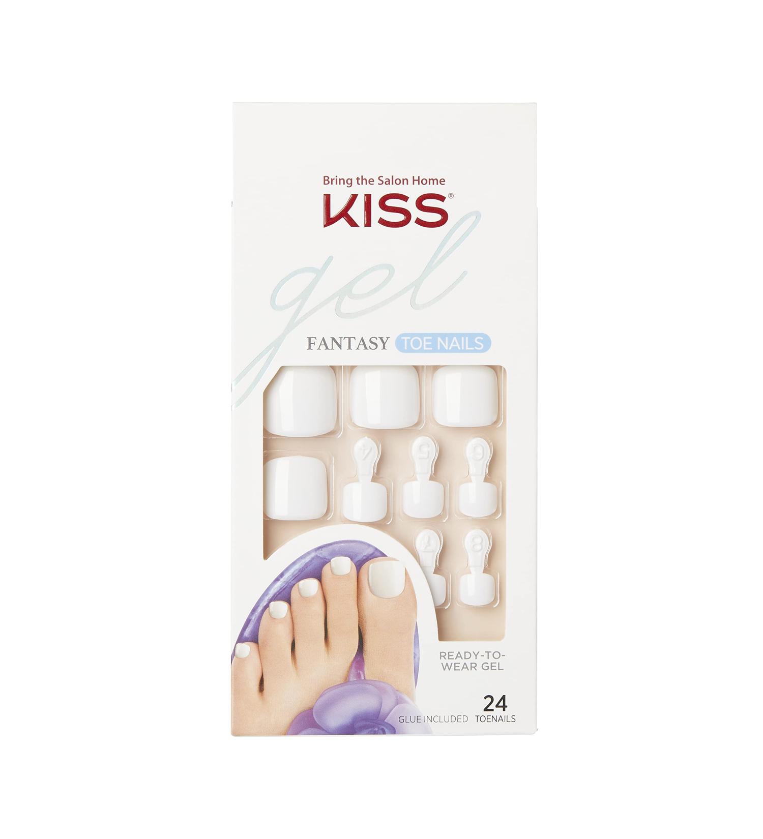 KISS Gel Fantasy Pedicure Set - Classic Style with Pink Gel Glue and White Toenails - Buy Online on SooperMarket.com