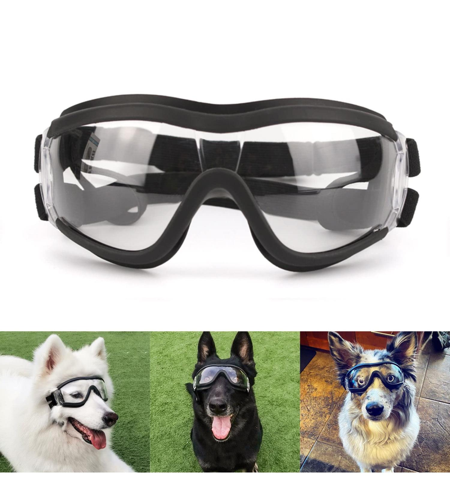 NAMSAN Dog Goggles Transparent Pet Sunglasses Waterproof Windproof Eye Protection for Large/Medium Dog Clear - Buy Online on SooperMarket.com