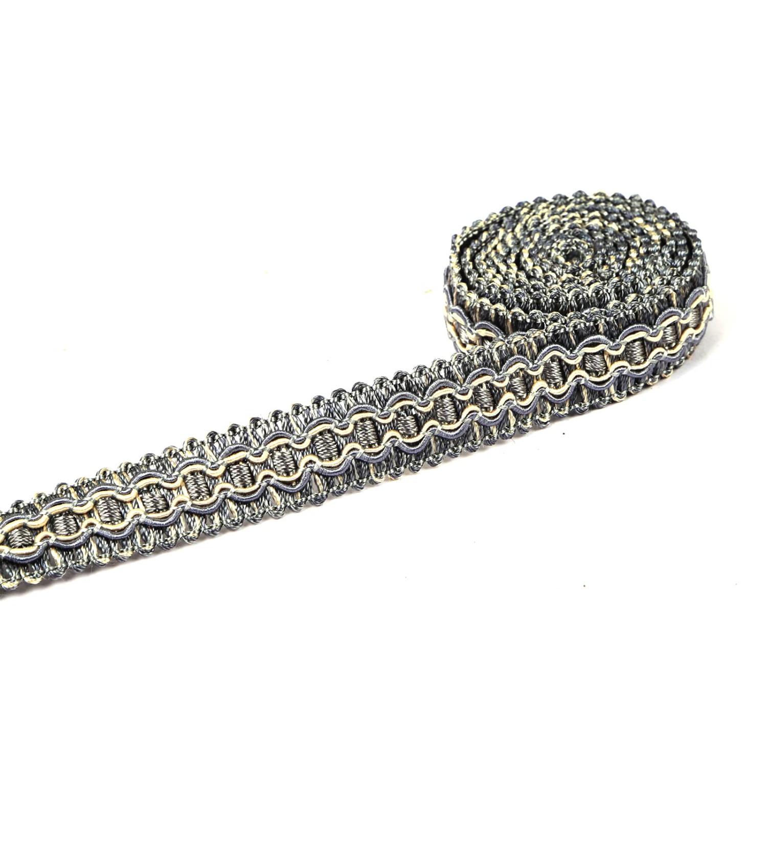 HedongHexi Gimp Braid Trim, 0.59 Inch / 10M(10.9 Yards) Fabric Trim,Curtain Fabric Trim,Upholstery Trim for Sewing Polyester Hand DIY Crafts Costume Home Decorative mix grey