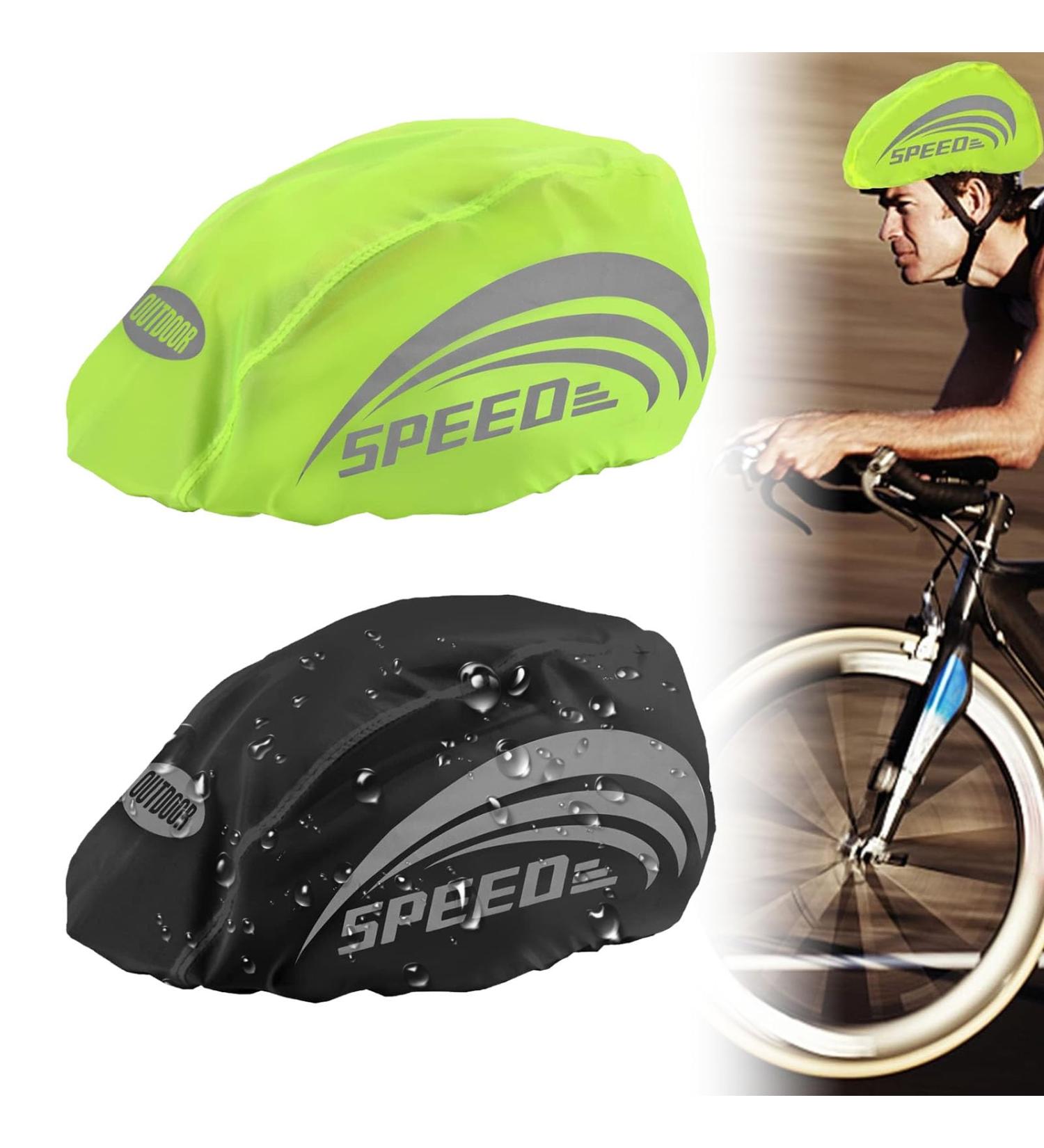 KKVOGMLE Reflective Waterproof Helmet Cover - 2-Piece Rain Protection for Bicycle Helmets | Durable and Reflective Riding Helmet Coating - Buy Online on SooperMarket.com