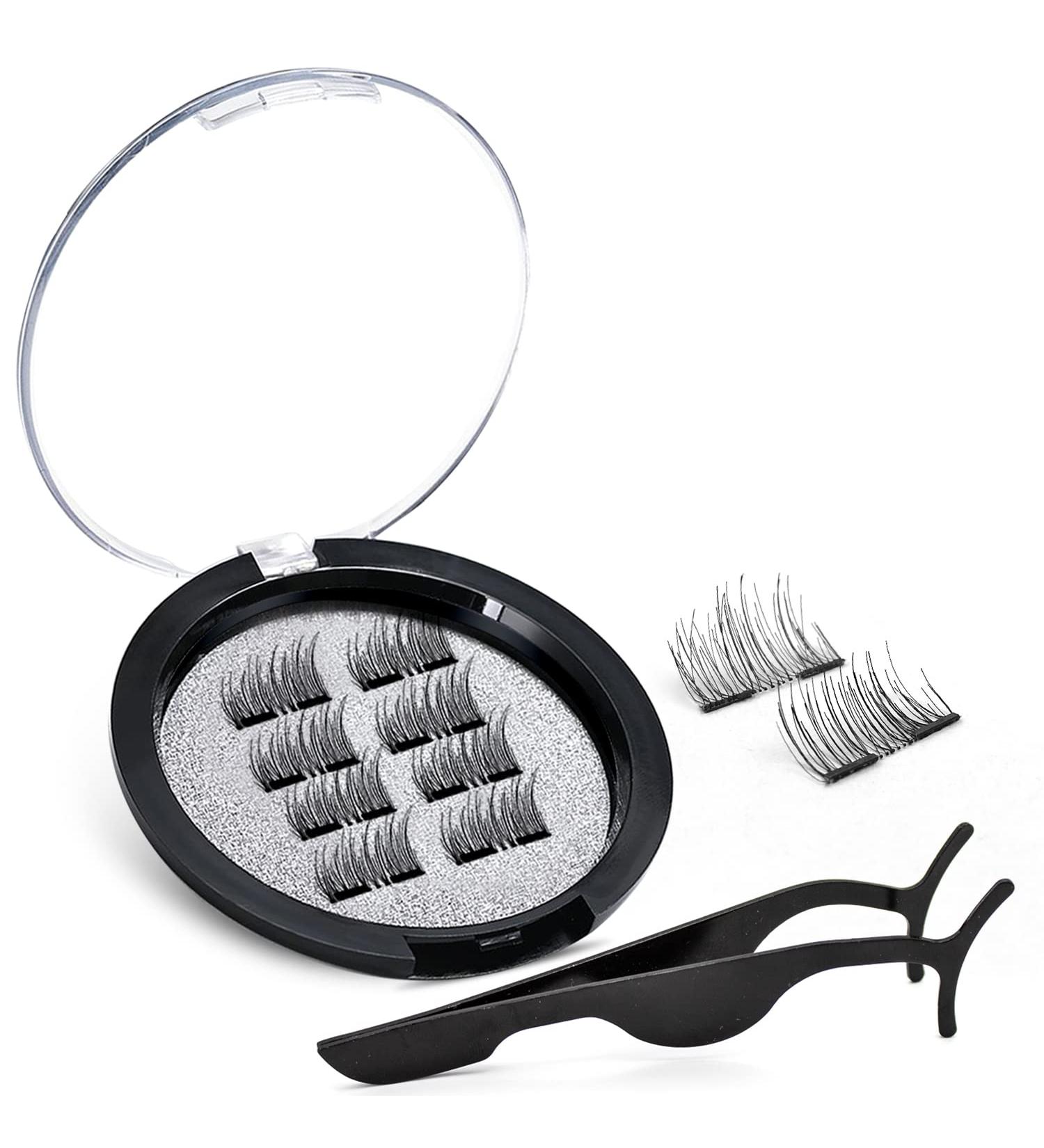 Dual Magnetic Half Lash Accent Eyelashes Set - Lightweight, Reusable, and Easy to Apply | Updated 3D False Eyelashes with Applicator (8pcs) in White - Buy Online on SooperMarket.com